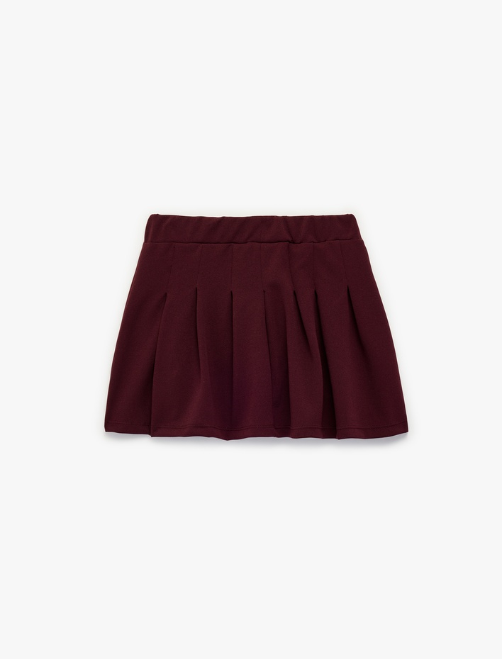 Kız Çocuk Krep Scuba Kumaş Pileli Mini Etek