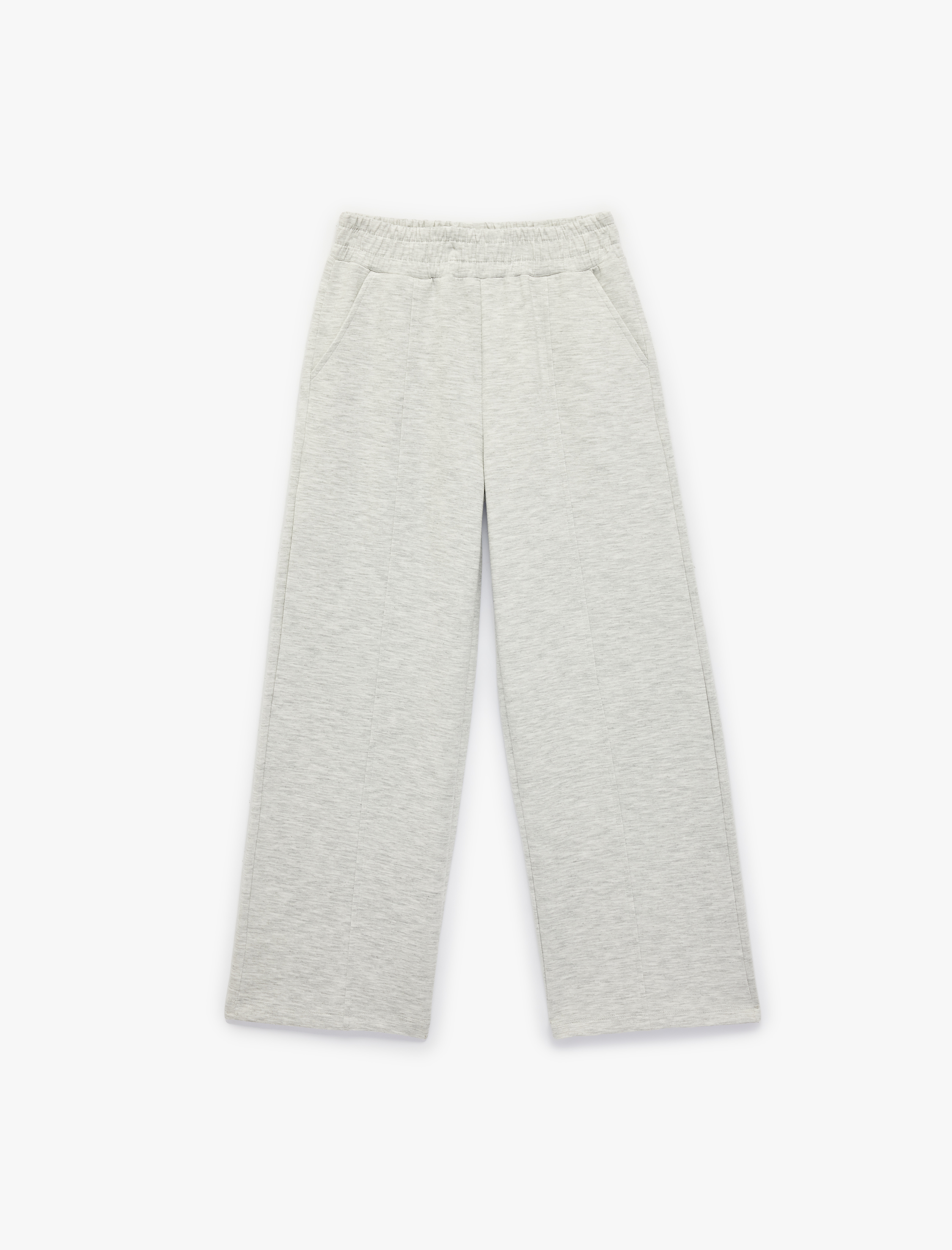  Kız Çocuk Viskon Karışımlı Beli Lastikli Cepli Geniş Paça Pantolon