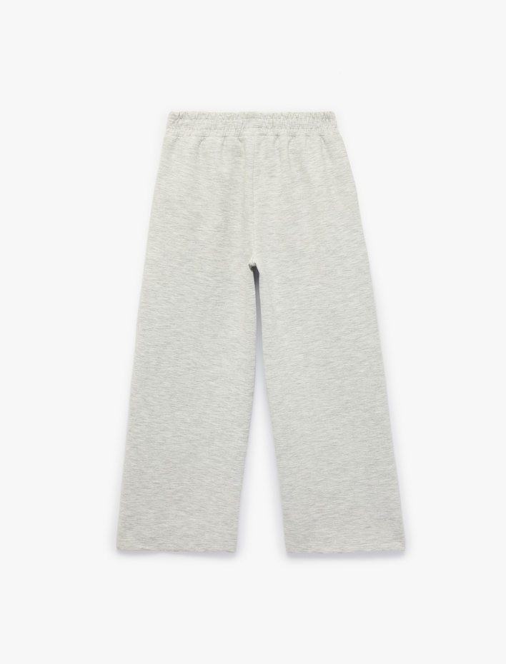 Kız Çocuk Viskon Karışımlı Beli Lastikli Cepli Geniş Paça Pantolon