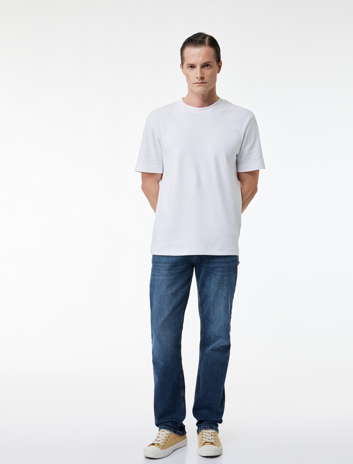  Pamuklu Normal Bel Straight Fit Jean Pantolon - Mark Jean