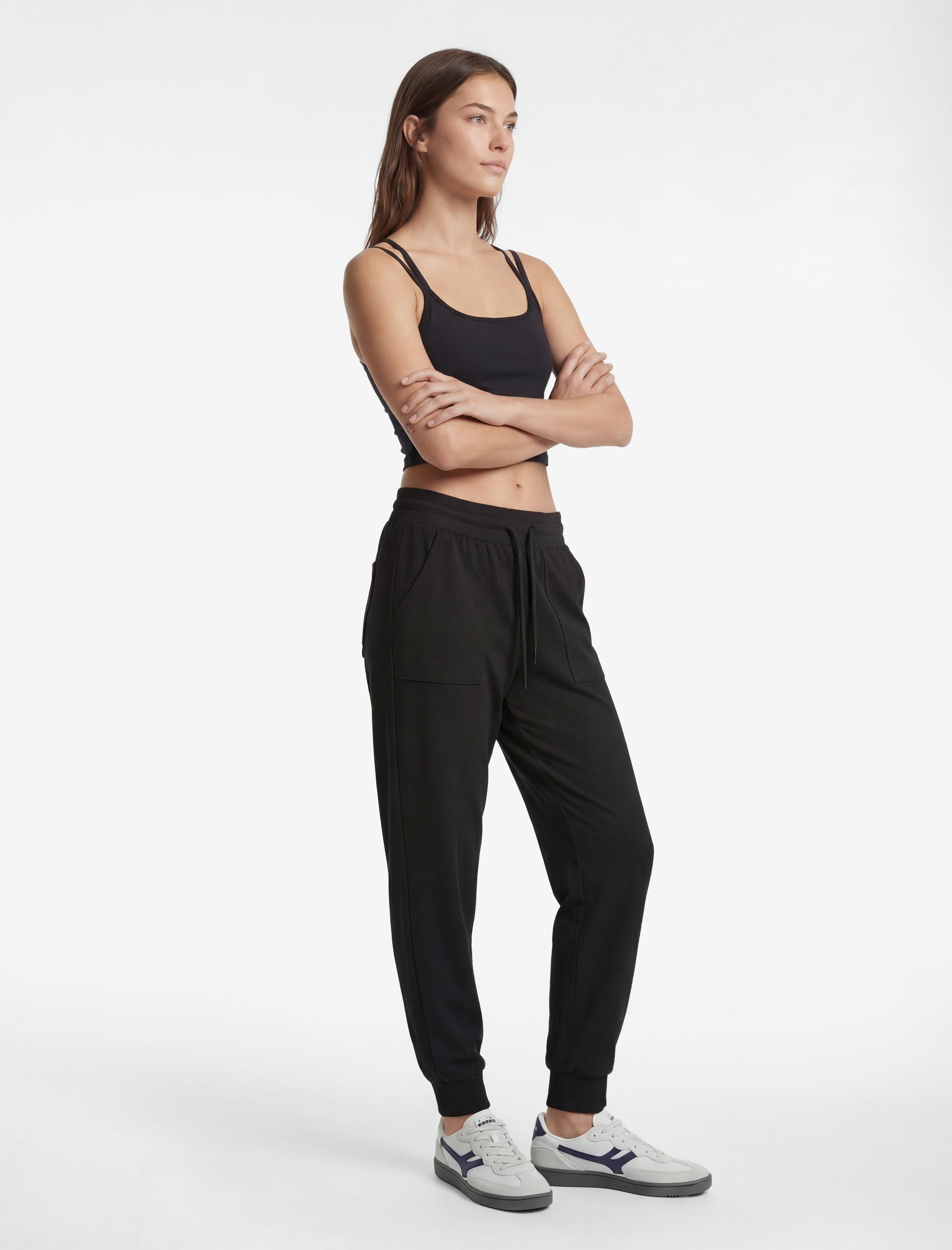   Yüksek Bel Bağcıklı Rahat Kalıp Cepli Spor Jogger Eşofman Altı