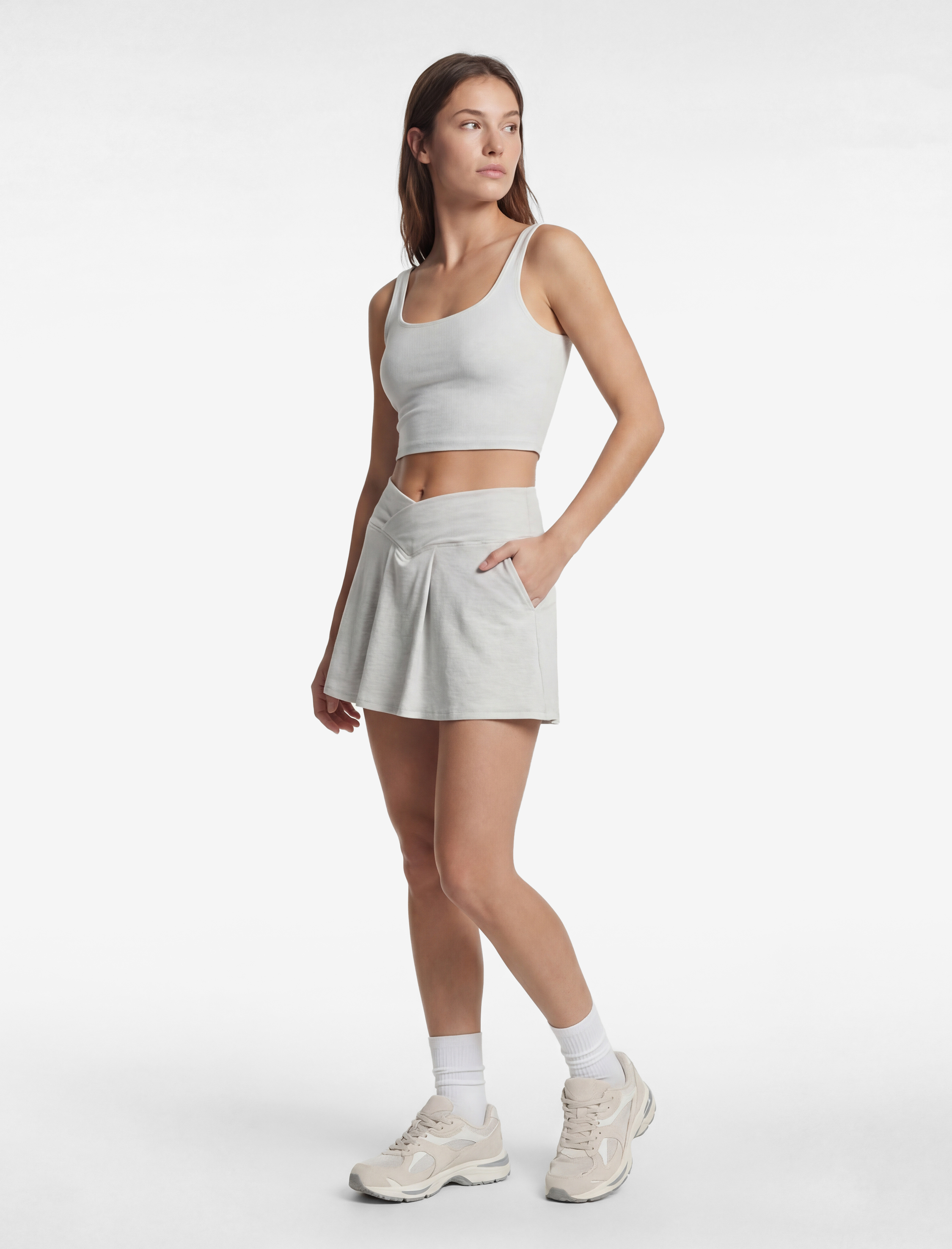   Rahat Kalıp Kemer Detaylı Mini Spor Şort Etek