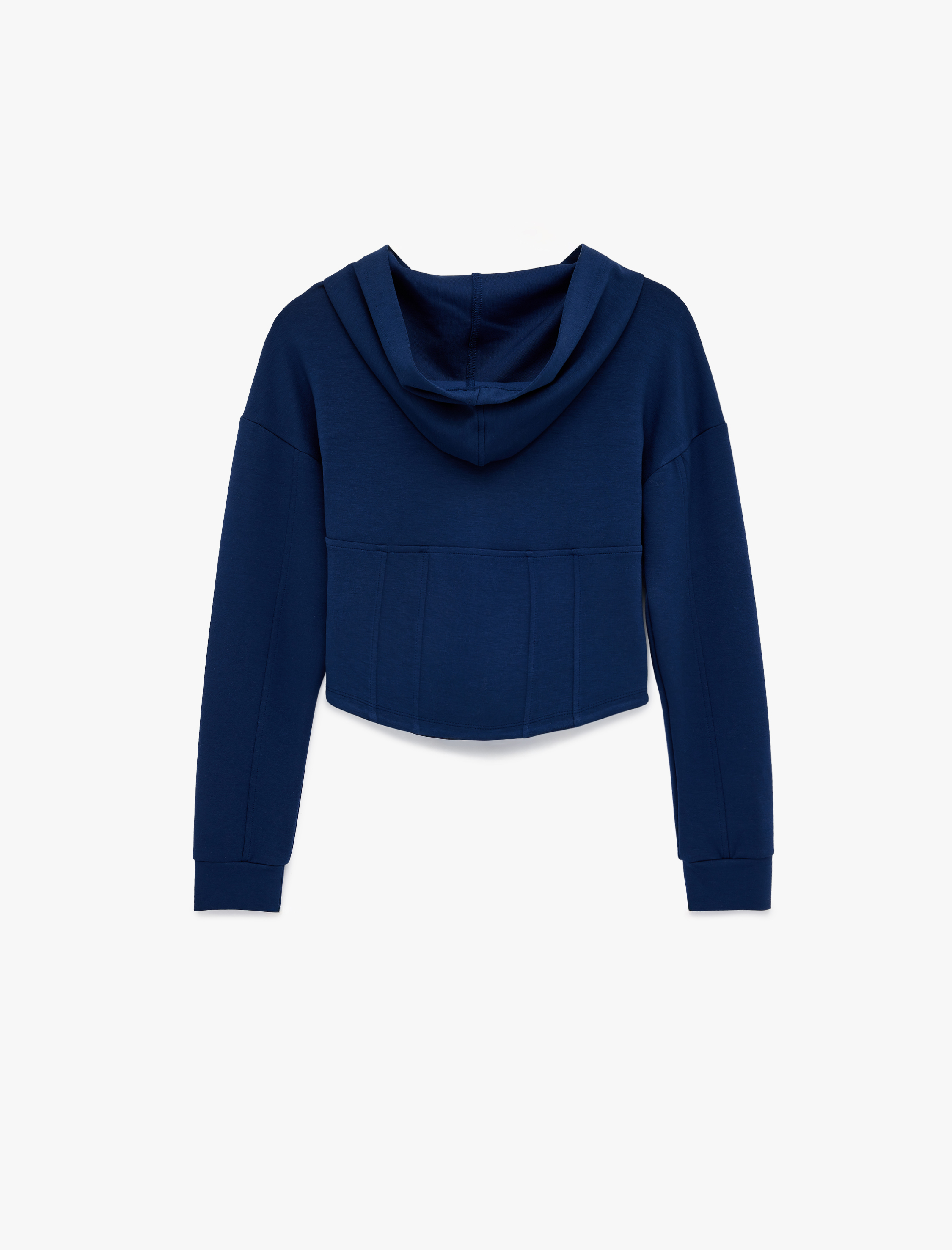   Kapüşonlu Uzun Kollu Fermuarlı Dikiş Detaylı Spor Sweatshirt