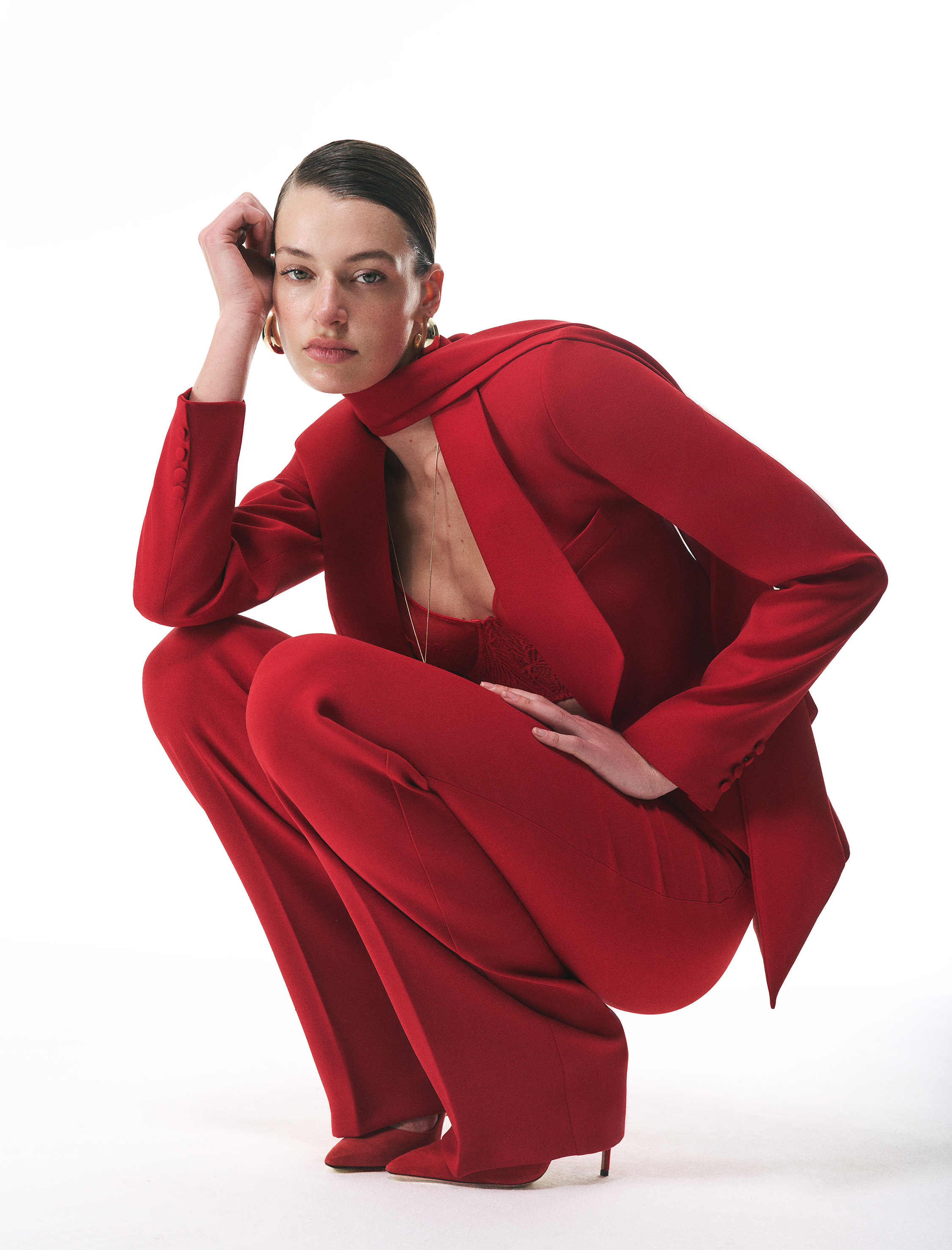   Yüksek Bel Cep Detaylı Geniş Paça Pantolon