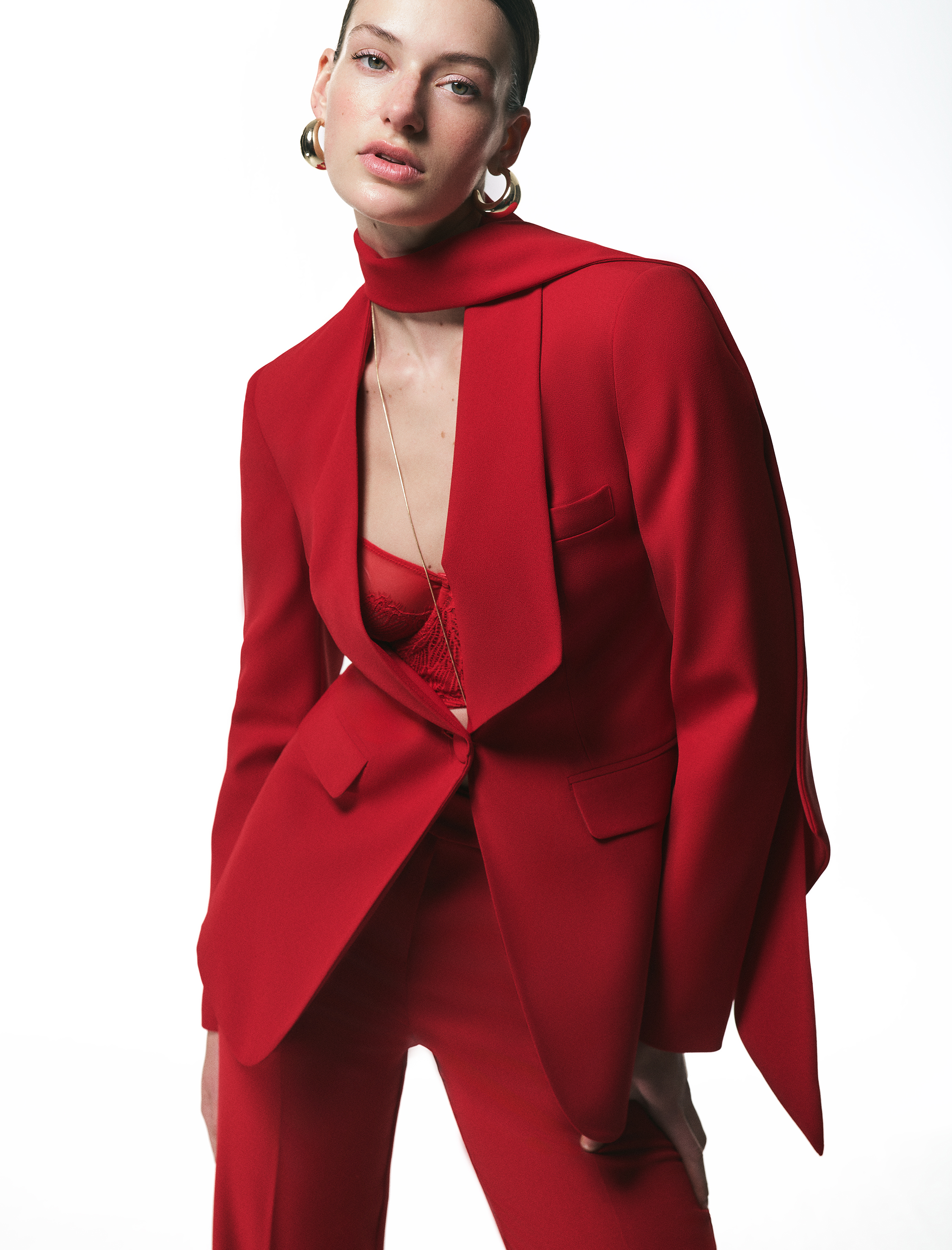   Krep Kumaş Uzun Kollu Cepli Şal Yaka Detaylı Blazer Ceket