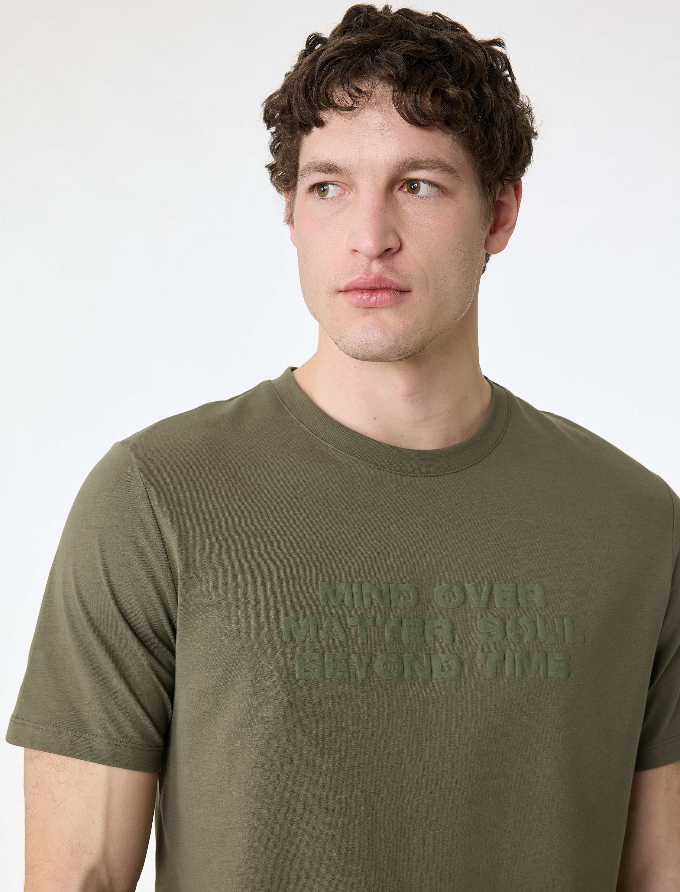   Regular Fit Kısa Kollu Pamuklu Bisiklet Yaka Baskılı Tişört