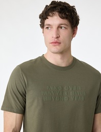 Regular Fit Kısa Kollu Pamuklu Bisiklet Yaka Baskılı Tişört