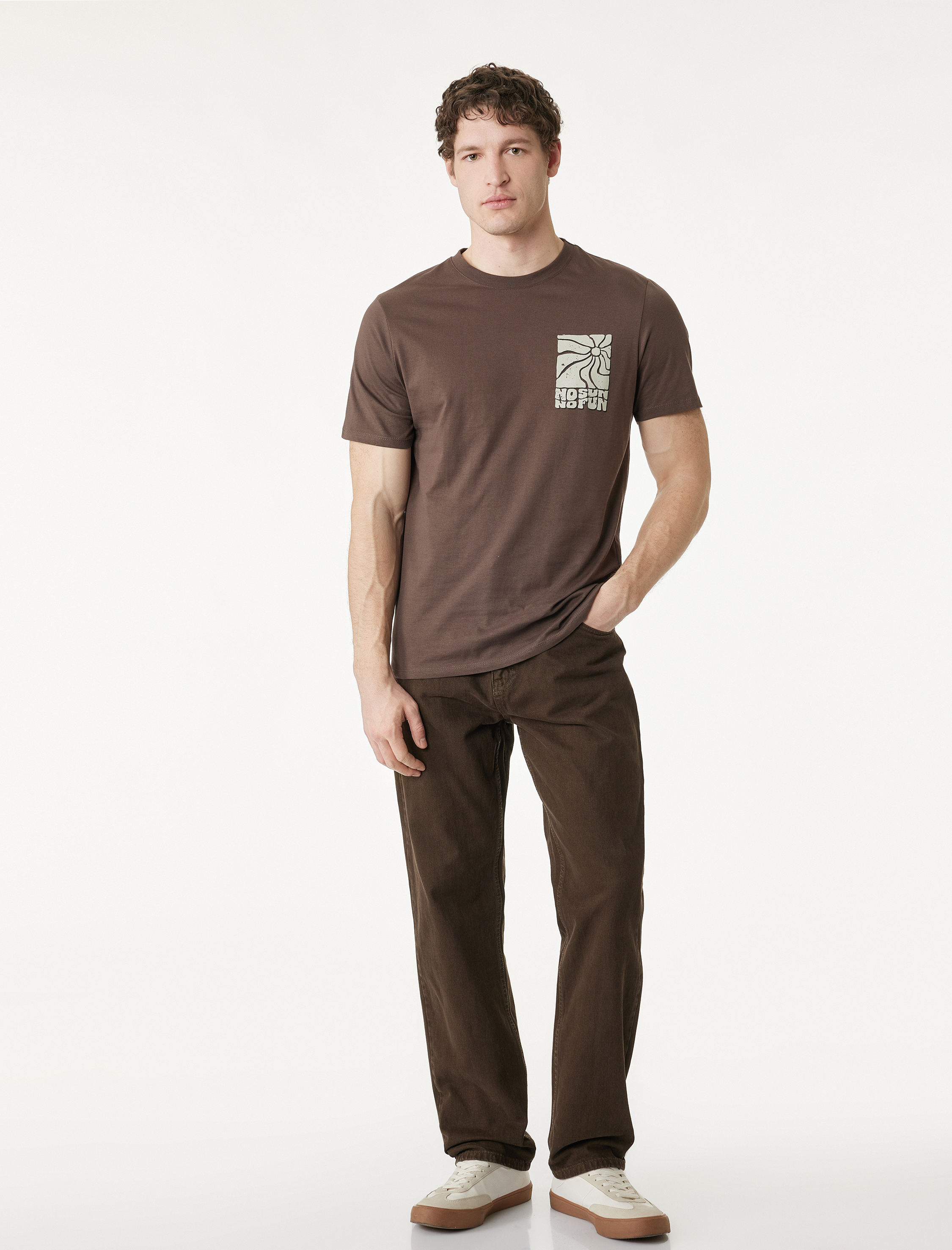   Regular Fit Pamuklu Bisiklet Yaka Kısa Kollu Baskılı Tişört