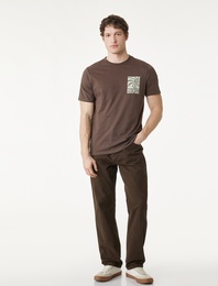 Regular Fit Pamuklu Bisiklet Yaka Kısa Kollu Baskılı Tişört