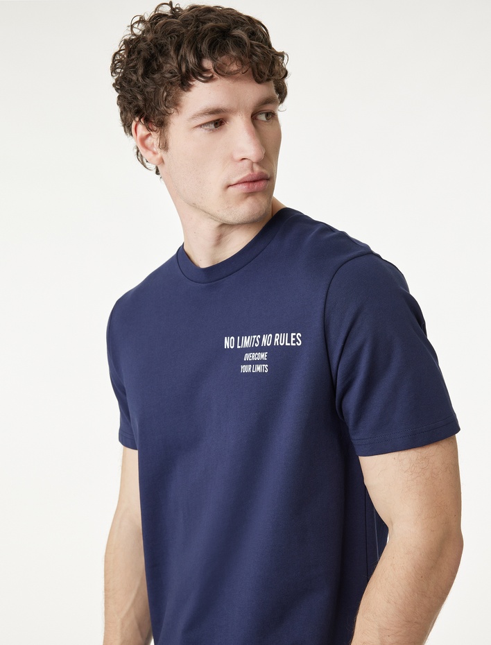  Rahat Kesim Kısa Kollu Baskılı Spor Tişört