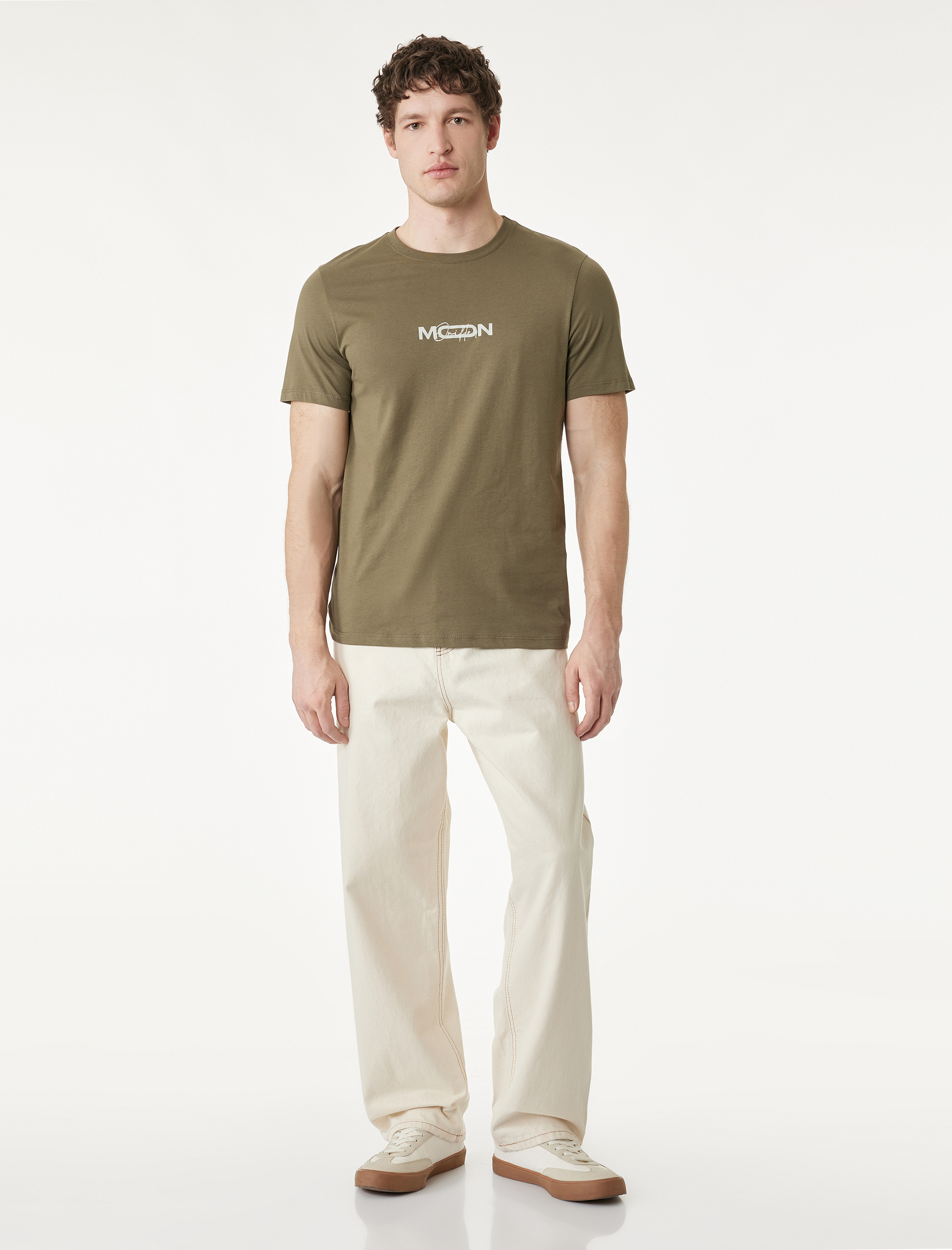   Regular Fit Kısa Kollu Bisiklet Yaka Pamuklu Baskılı Tişört