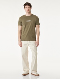 Regular Fit Kısa Kollu Bisiklet Yaka Pamuklu Baskılı Tişört