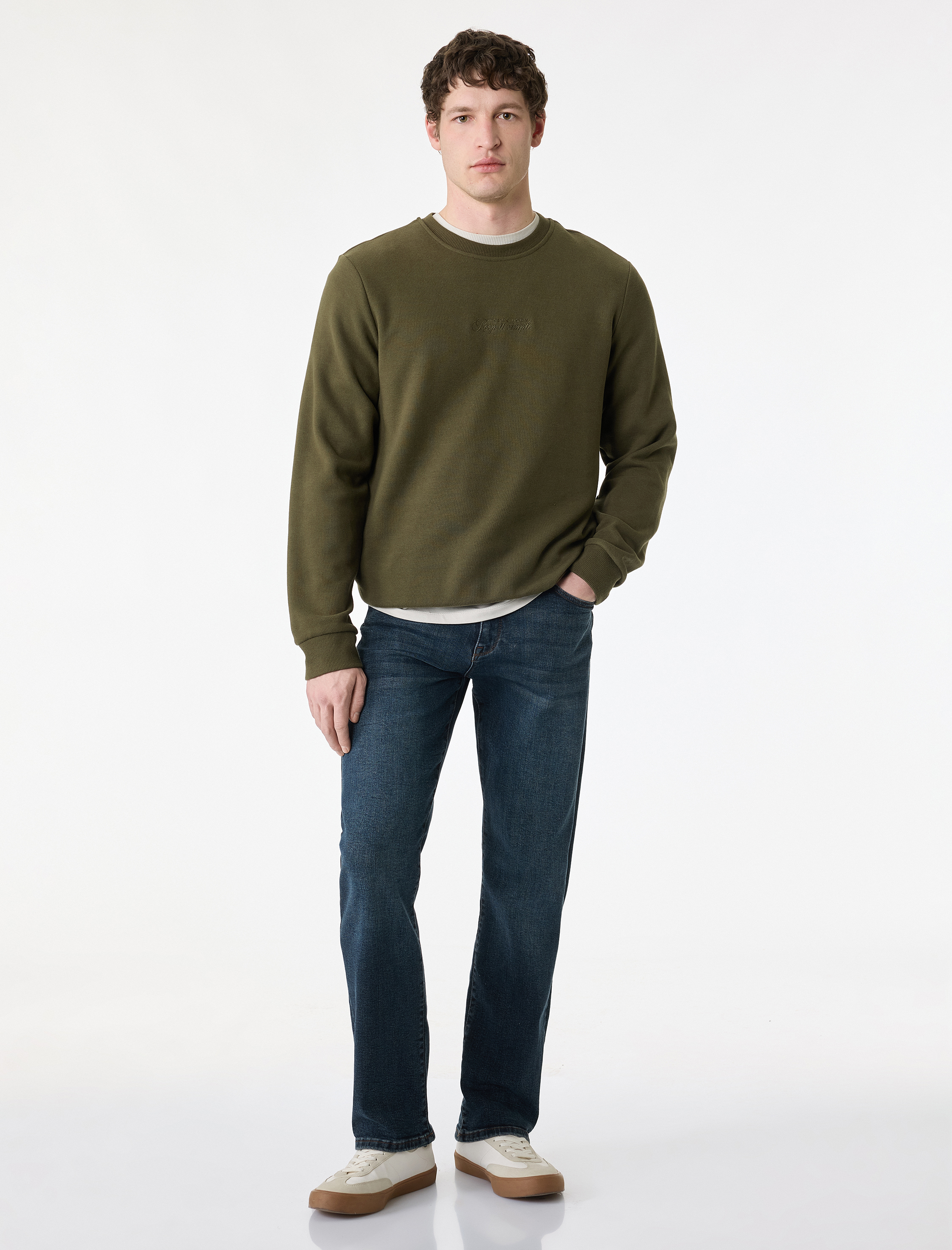   Regular Fit Uzun Kollu Baskılı Bisiklet Yaka Sweatshirt