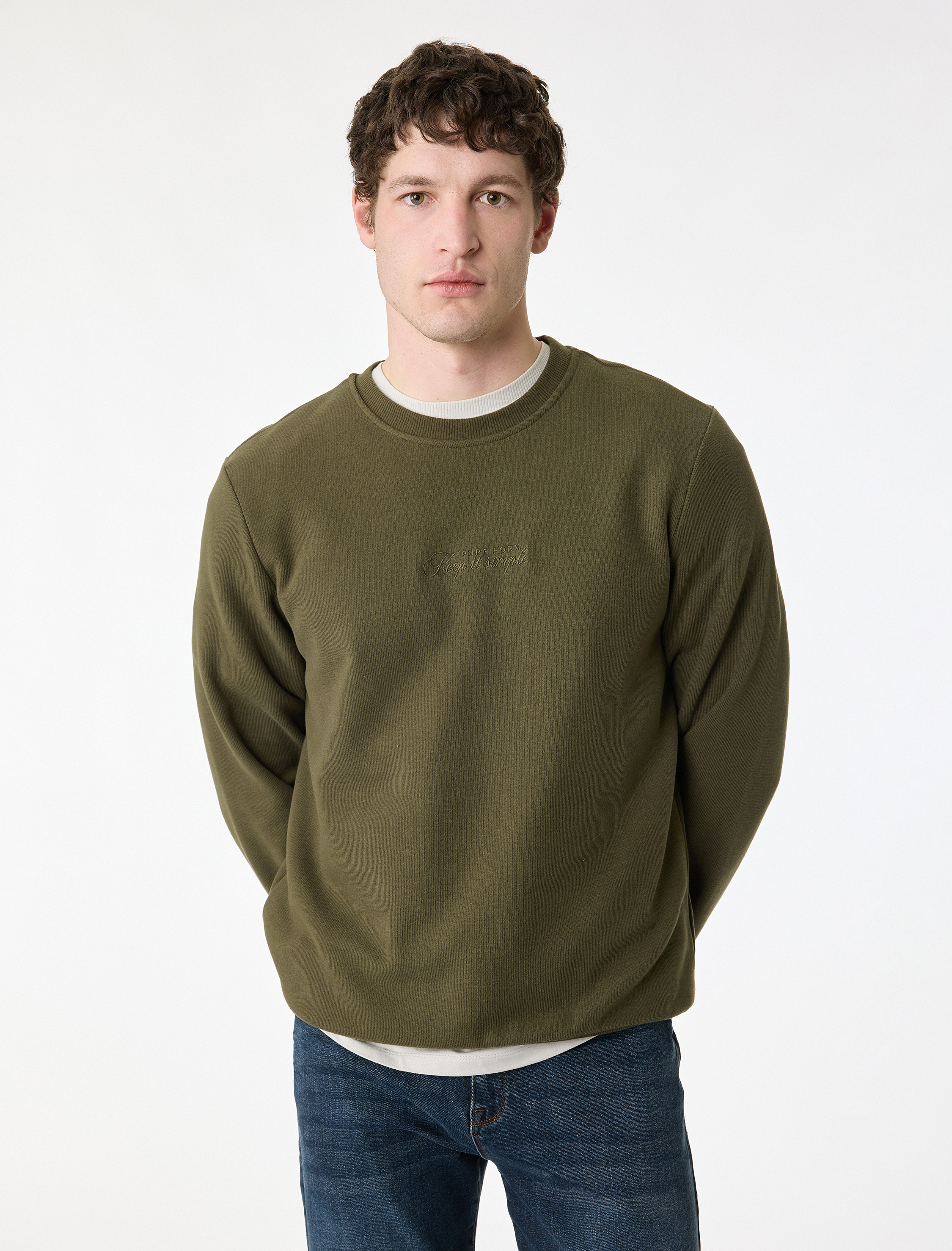   Regular Fit Uzun Kollu Baskılı Bisiklet Yaka Sweatshirt