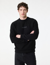 Regular Fit Uzun Kollu Baskılı Bisiklet Yaka Sweatshirt