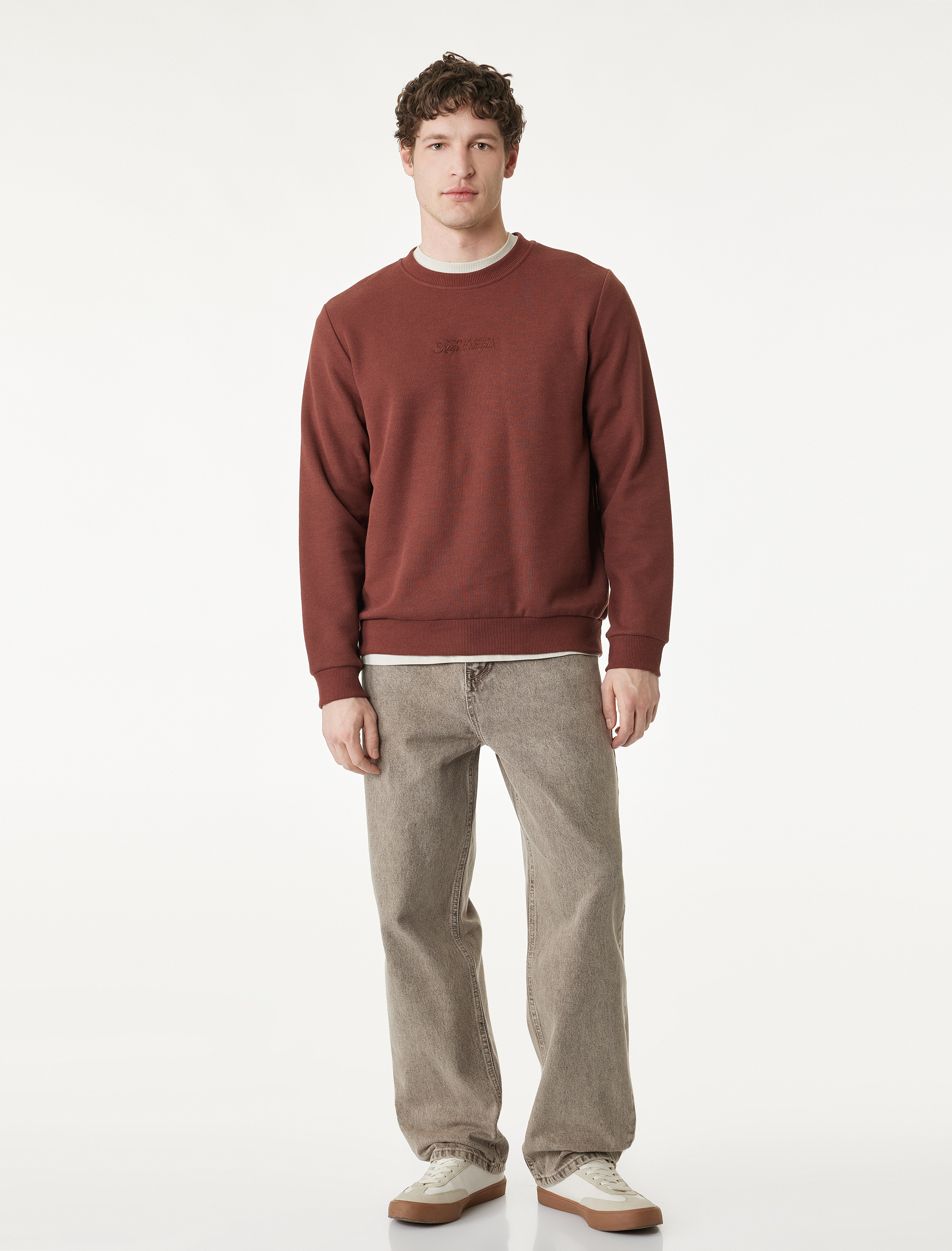   Regular Fit Uzun Kollu Baskılı Bisiklet Yaka Sweatshirt