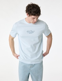 Regular Fit Kısa Kollu Bisiklet Yaka Pamuklu Baskılı Tişört