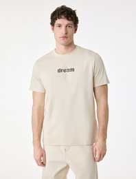 Regular Fit Kısa Kollu Bisiklet Yaka Pamuklu Baskılı Tişört