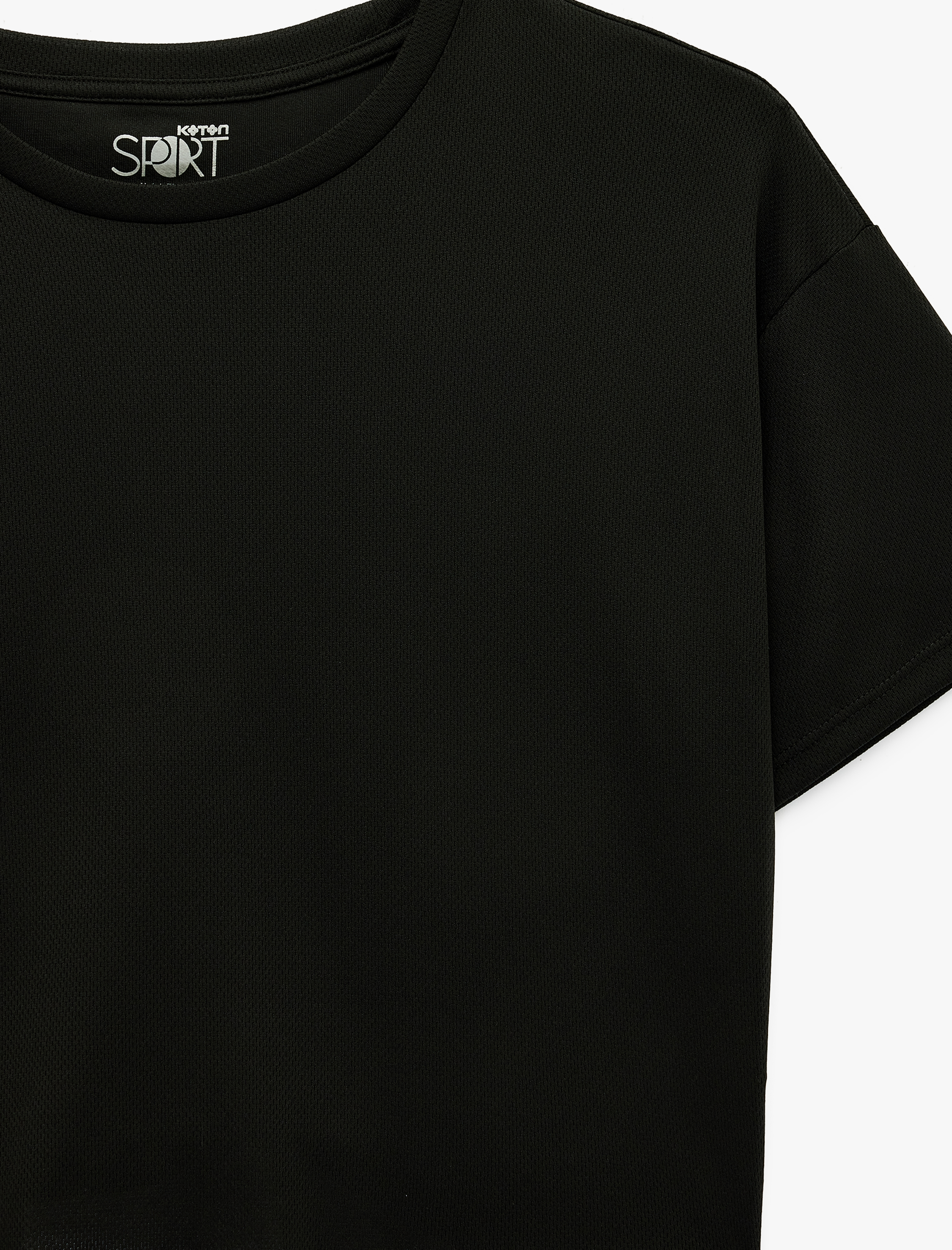   Kısa Kollu Bisiklet Yaka Rahat Kalıp Crop Spor Tişört