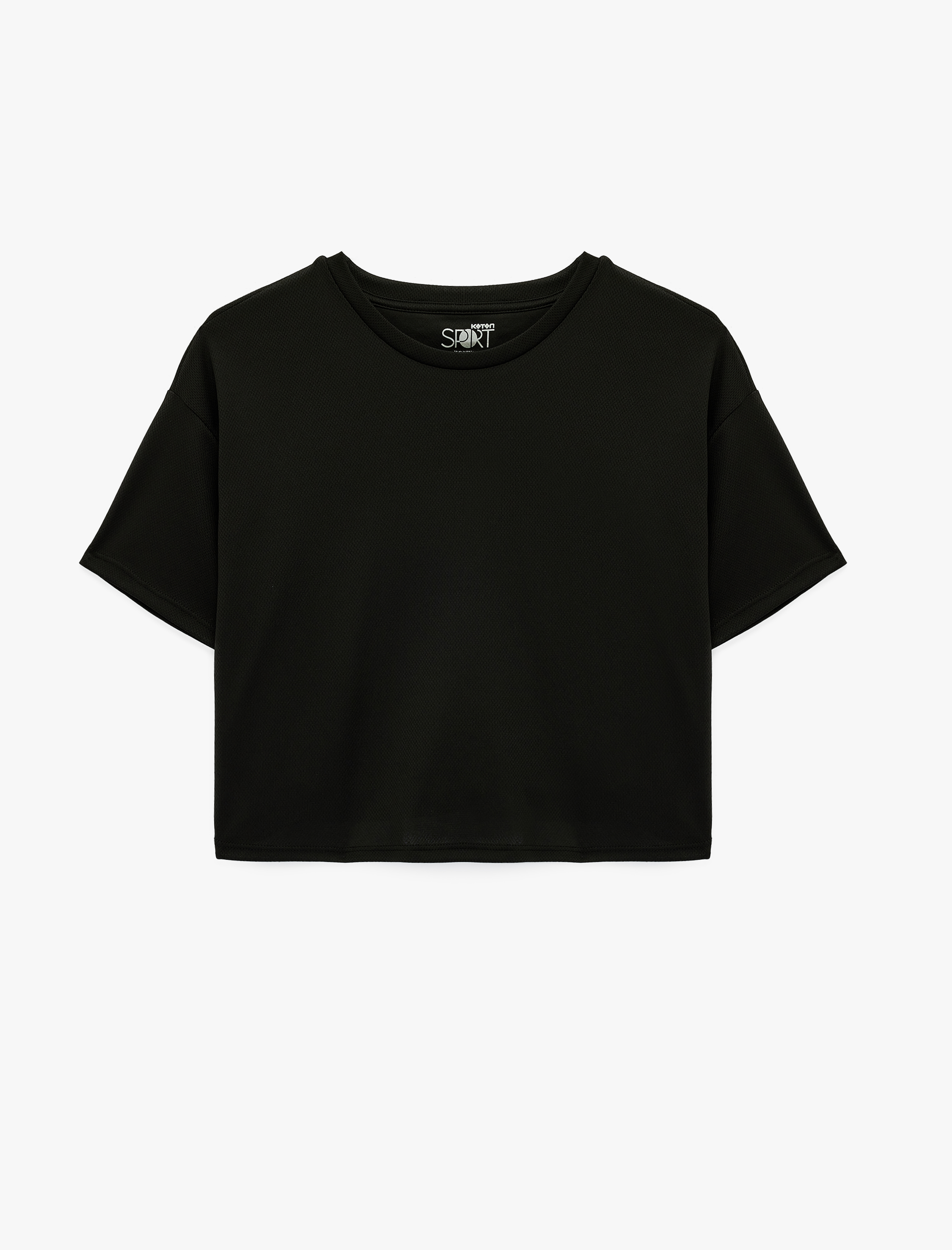   Kısa Kollu Bisiklet Yaka Rahat Kalıp Crop Spor Tişört