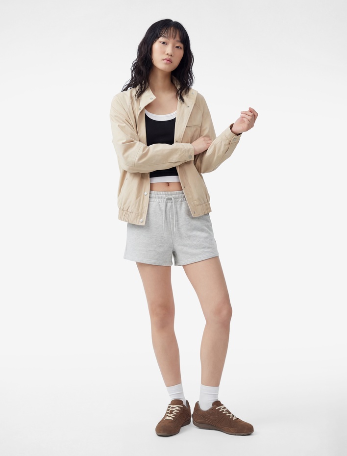  Pamuklu Cepli Beli Bağcıklı Mini Şort