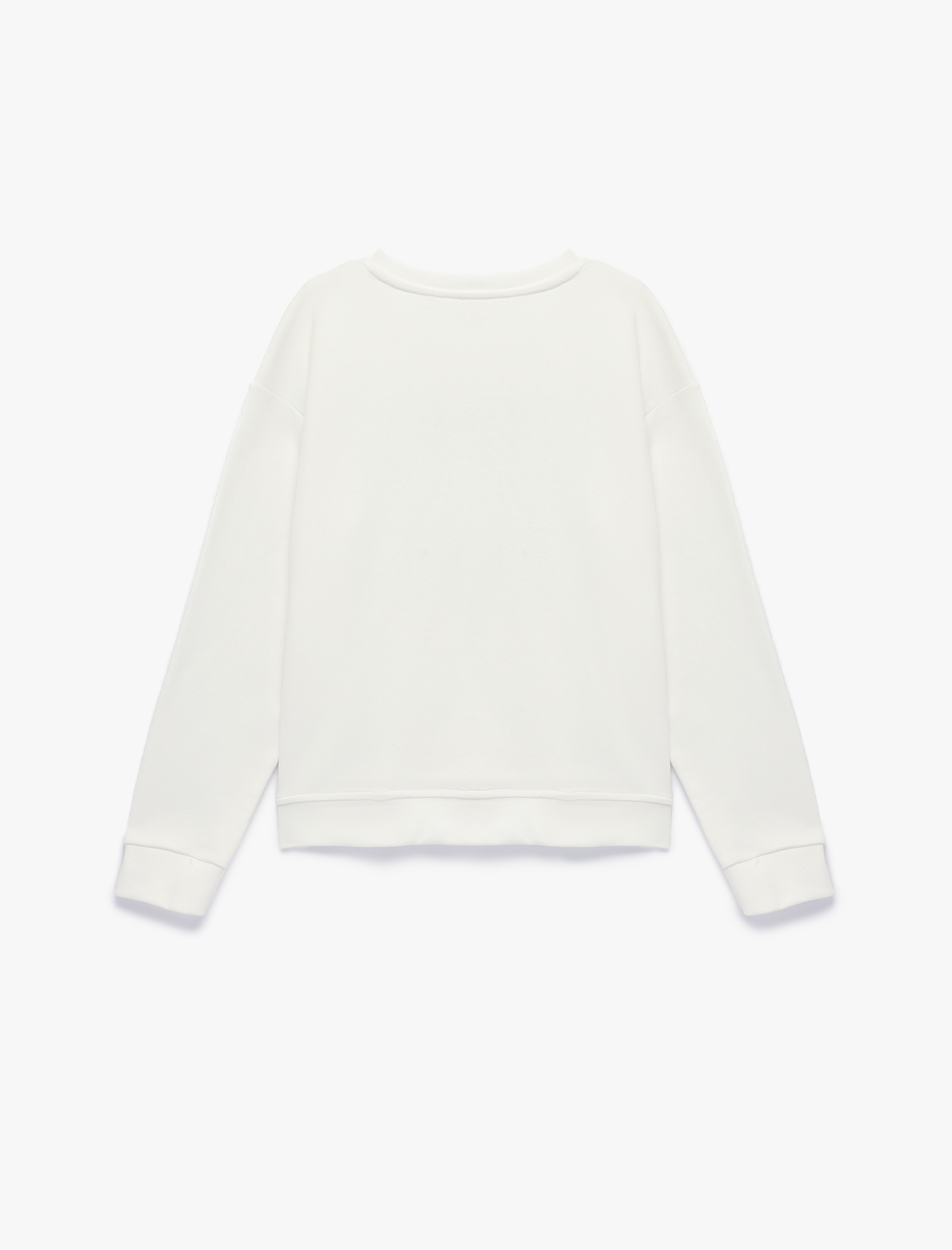  Kız Çocuk Uzun Kollu Bisiklet Yaka Kedi Baskılı Sweatshirt