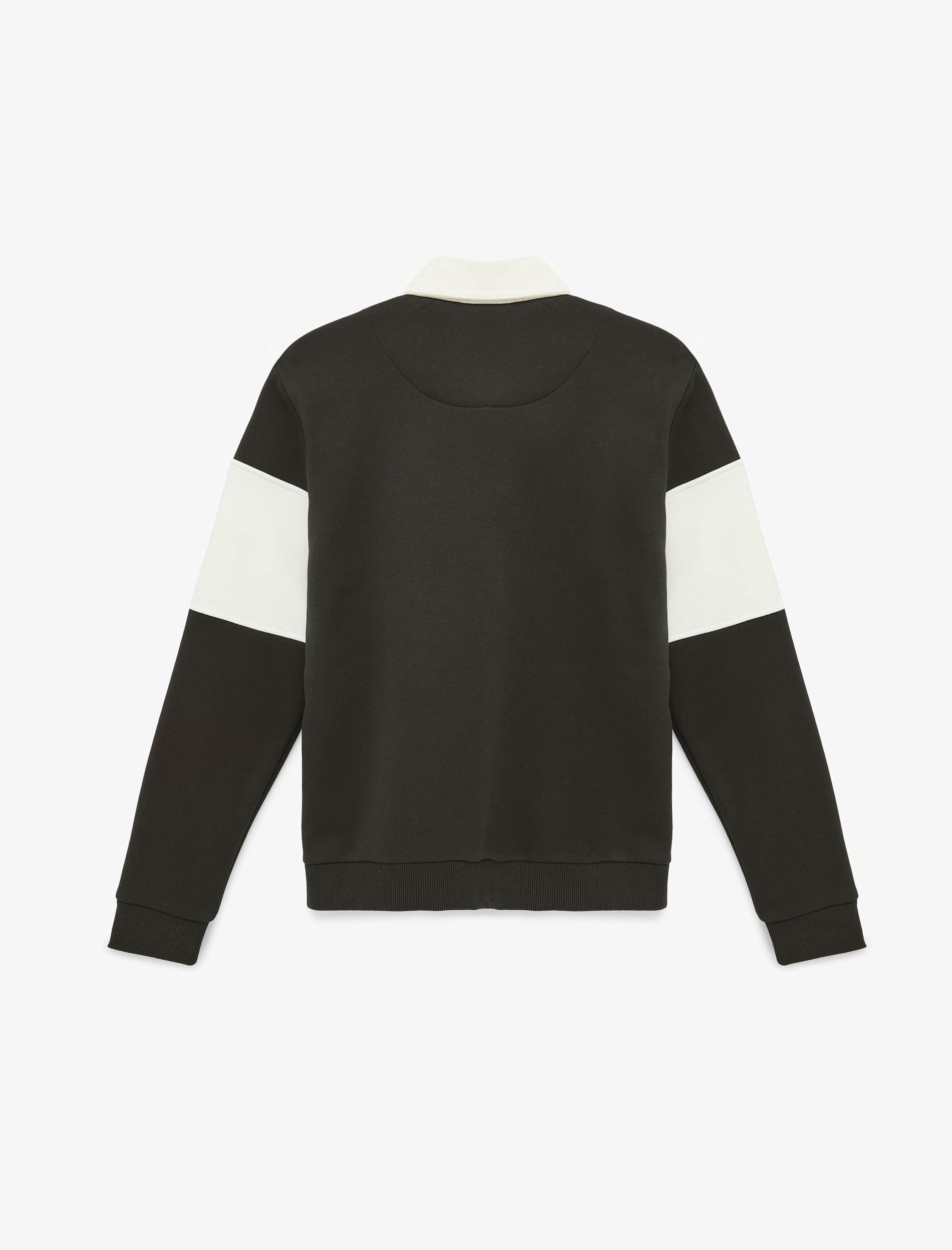   Uzun Kollu İşlemeli Renk Bloklu Polo Yaka Sweatshirt