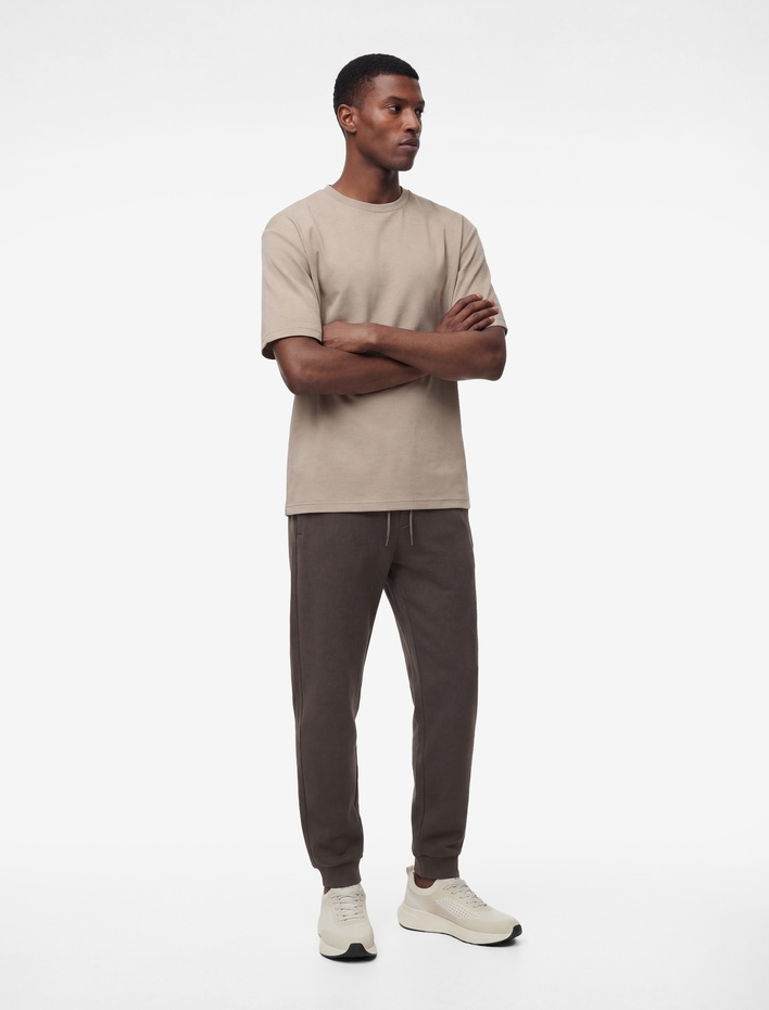  Kısa Kollu Bisiklet Yaka Pamuklu Rahat Kalıp Basic Spor Tişört