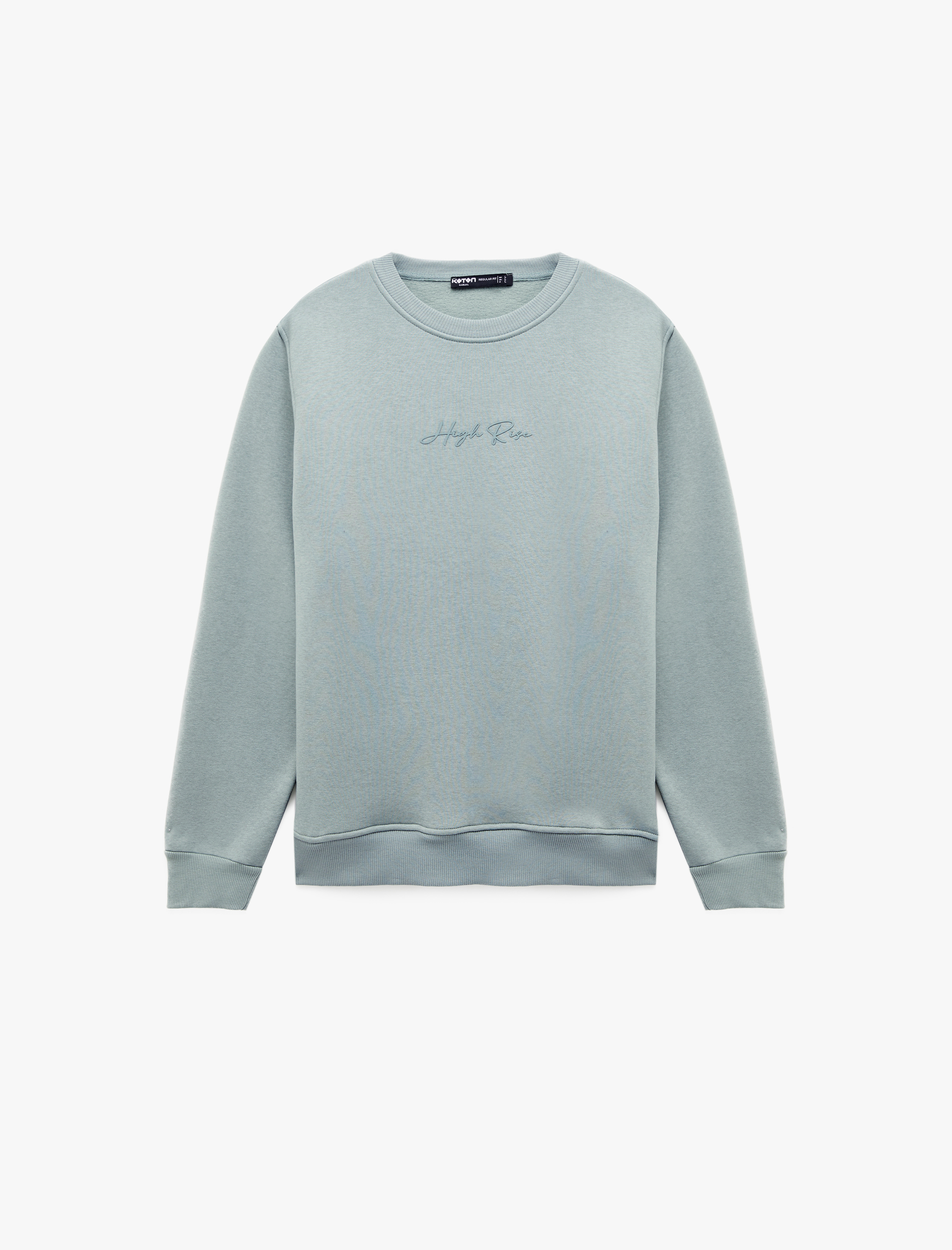   Regular Fit Uzun Kollu Şardonlu Bisiklet Yaka Basic Baskılı Sweatshirt