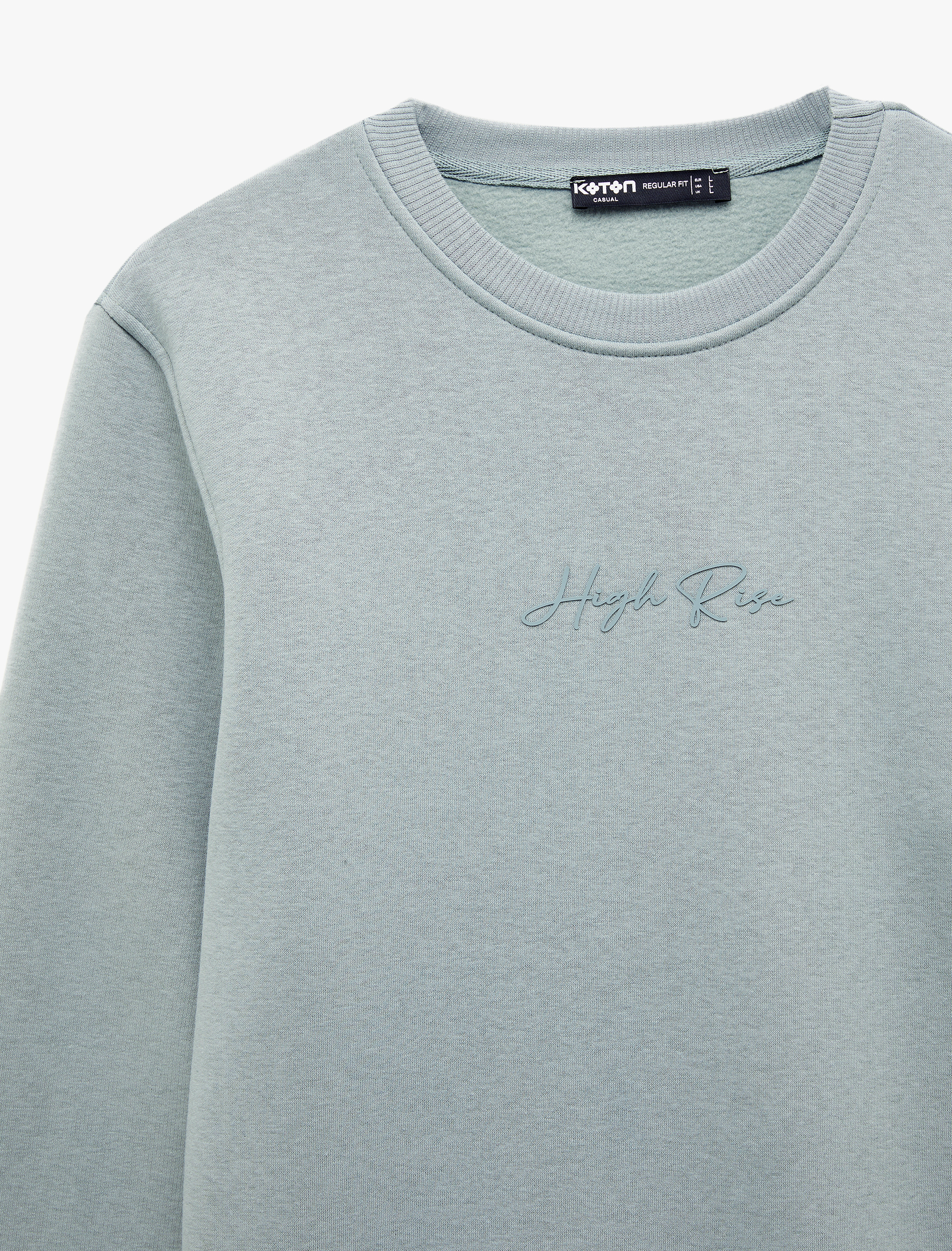   Regular Fit Uzun Kollu Şardonlu Bisiklet Yaka Basic Baskılı Sweatshirt