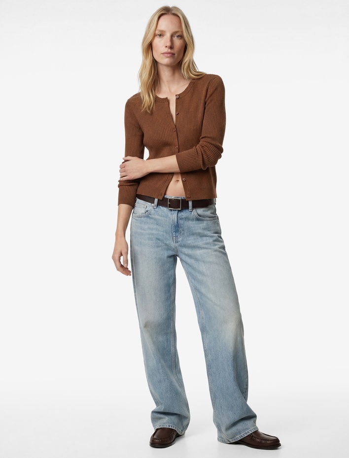  Uzun Kollu Bisiklet Yaka Düğmeli Triko Hırka