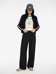 Beli Bağcıklı Normal Bel Viskon Karışımlı Geniş Paça Pantolon