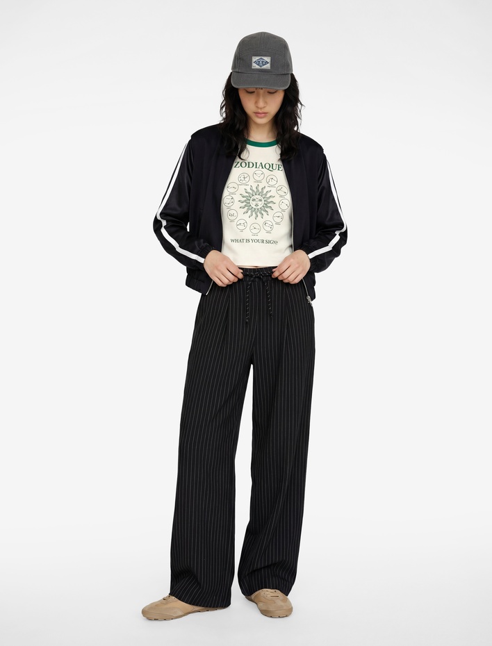  Beli Bağcıklı Normal Bel Viskon Karışımlı Geniş Paça Pantolon