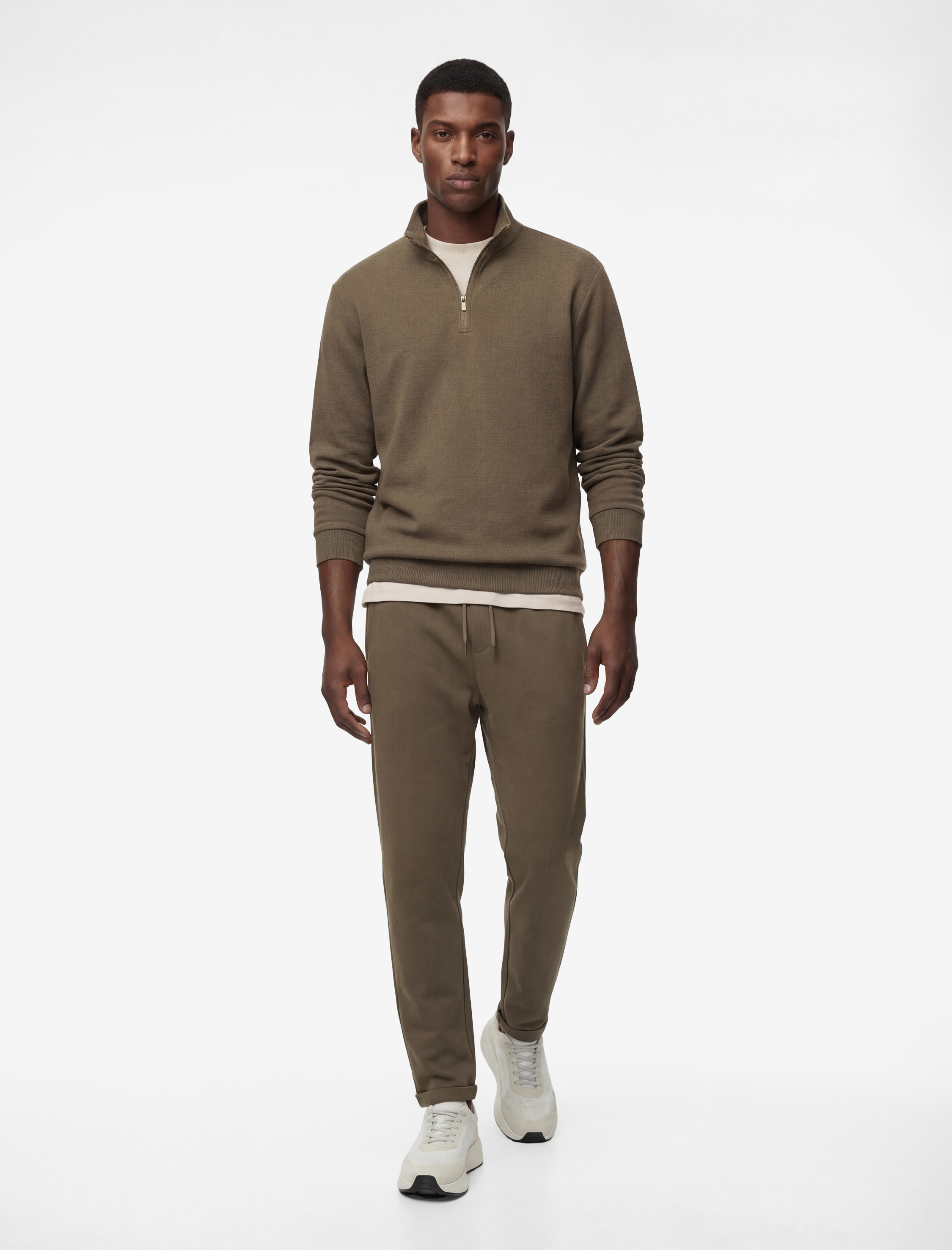   Pamuklu Cepli Duble Paça Beli Bağcıklı Tapered Spor Eşofman Altı