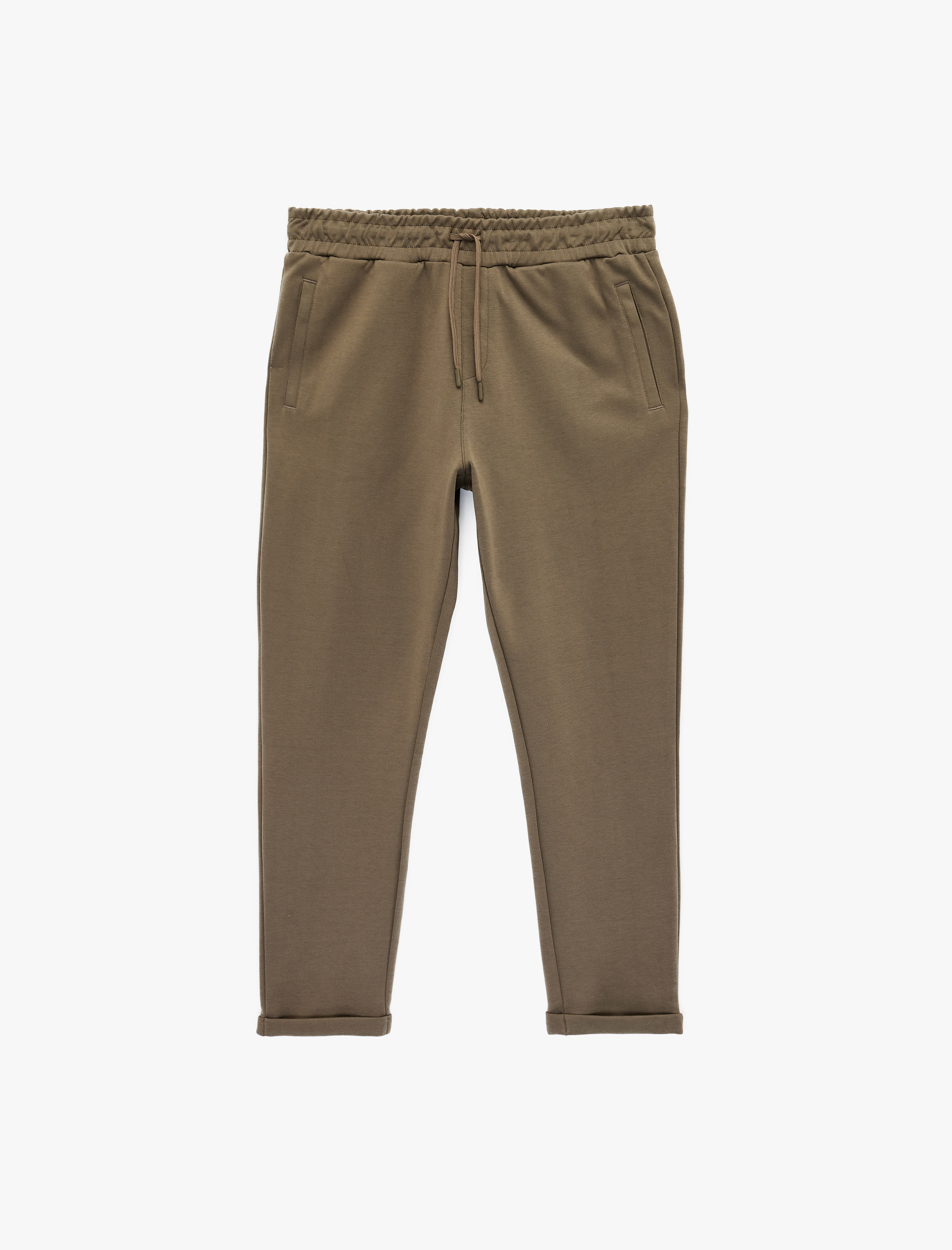   Pamuklu Cepli Duble Paça Beli Bağcıklı Tapered Spor Eşofman Altı