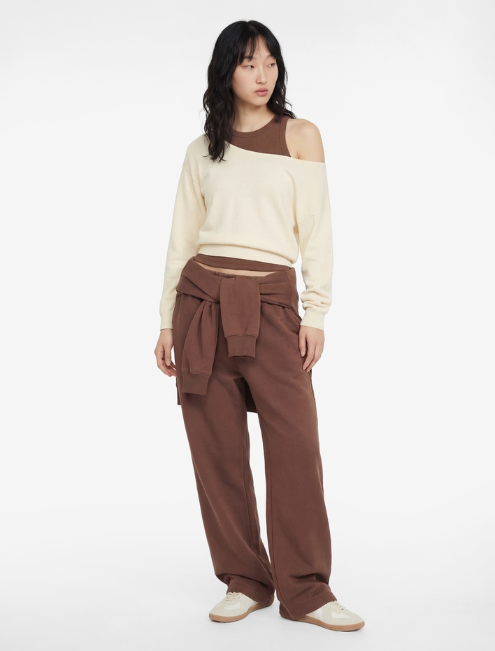  Viskon Karışımlı Uzun Kollu Kayık Yaka Kazak