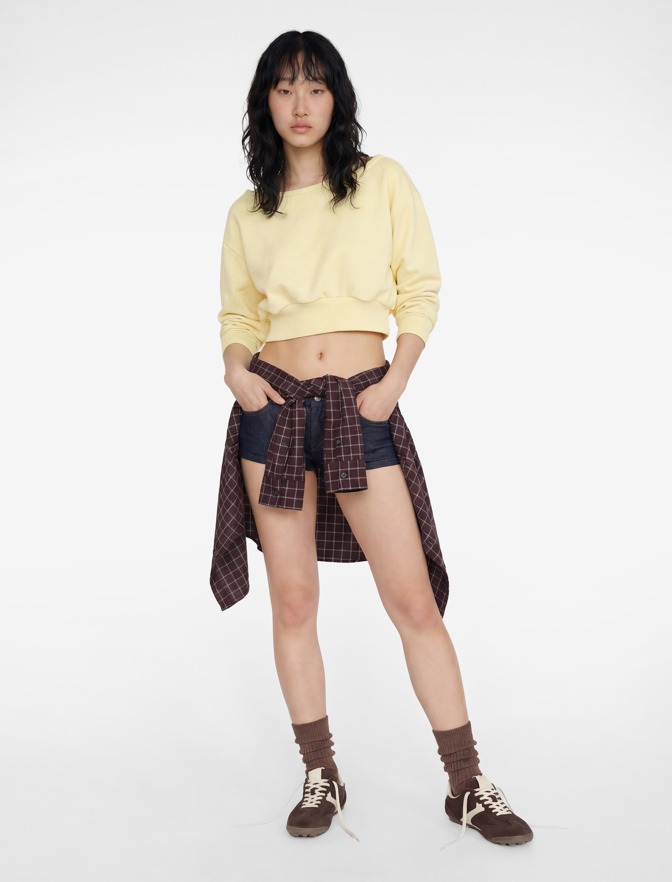   Atlet Detaylı Uzun Kollu Oversize Kayık Yaka Sweatshirt