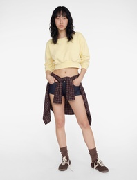 Atlet Detaylı Uzun Kollu Oversize Kayık Yaka Sweatshirt