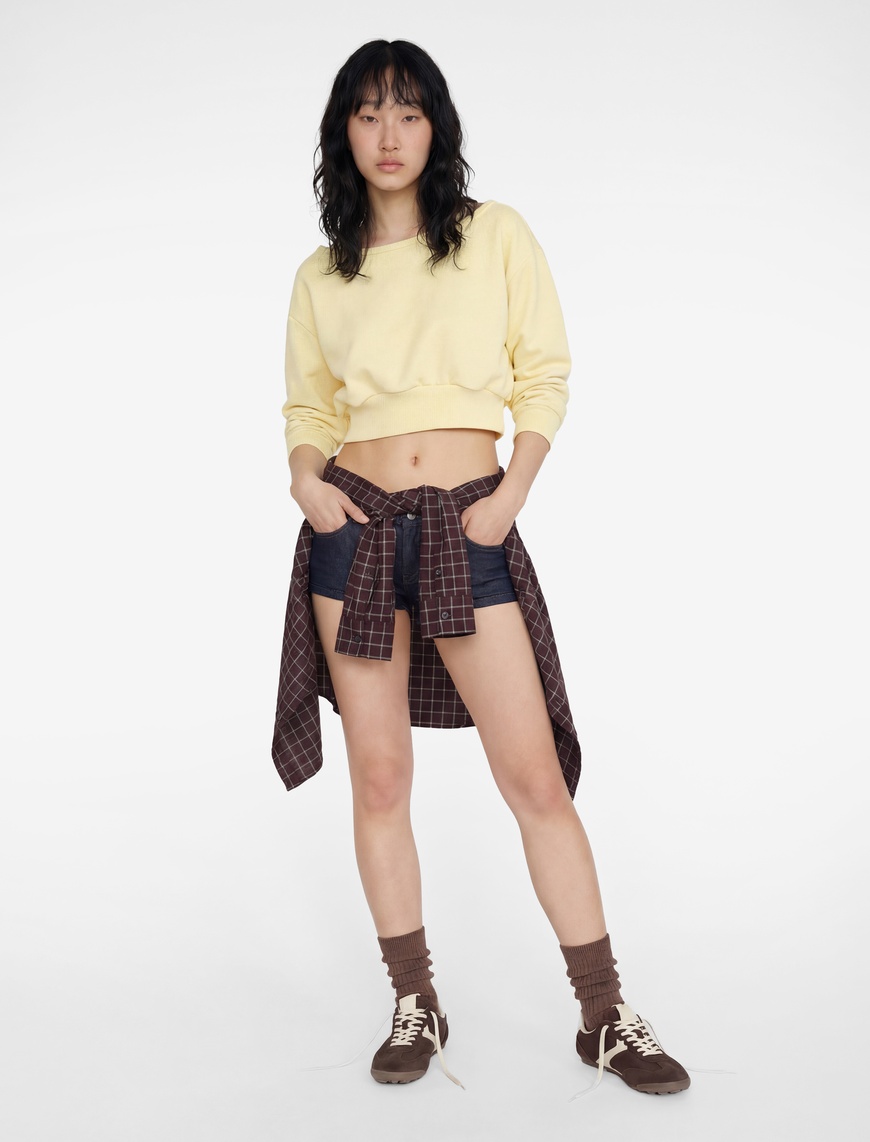 Koton Kadın Atlet Detaylı Uzun Kollu Oversize Kayık Yaka Sweatshirt