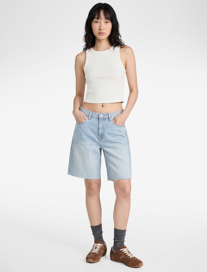  Slim Fit Bisiklet Yaka Fitilli Kolsuz Atlet