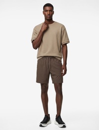 Bisiklet Yaka Rahat Kesim Kısa Kollu Spor Sweatshirt