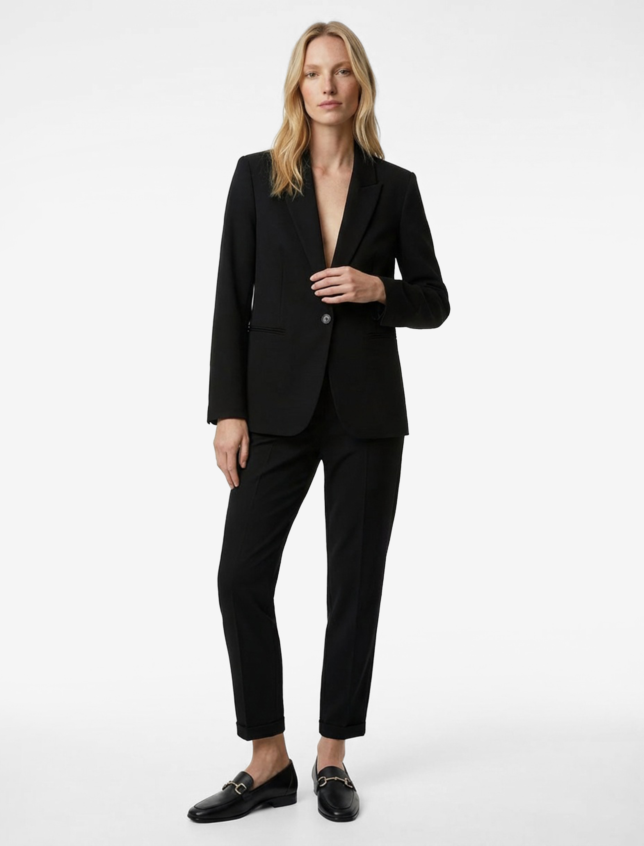   Cepli Düz Paça Viskon Karışımlı Cigarette Pantolon