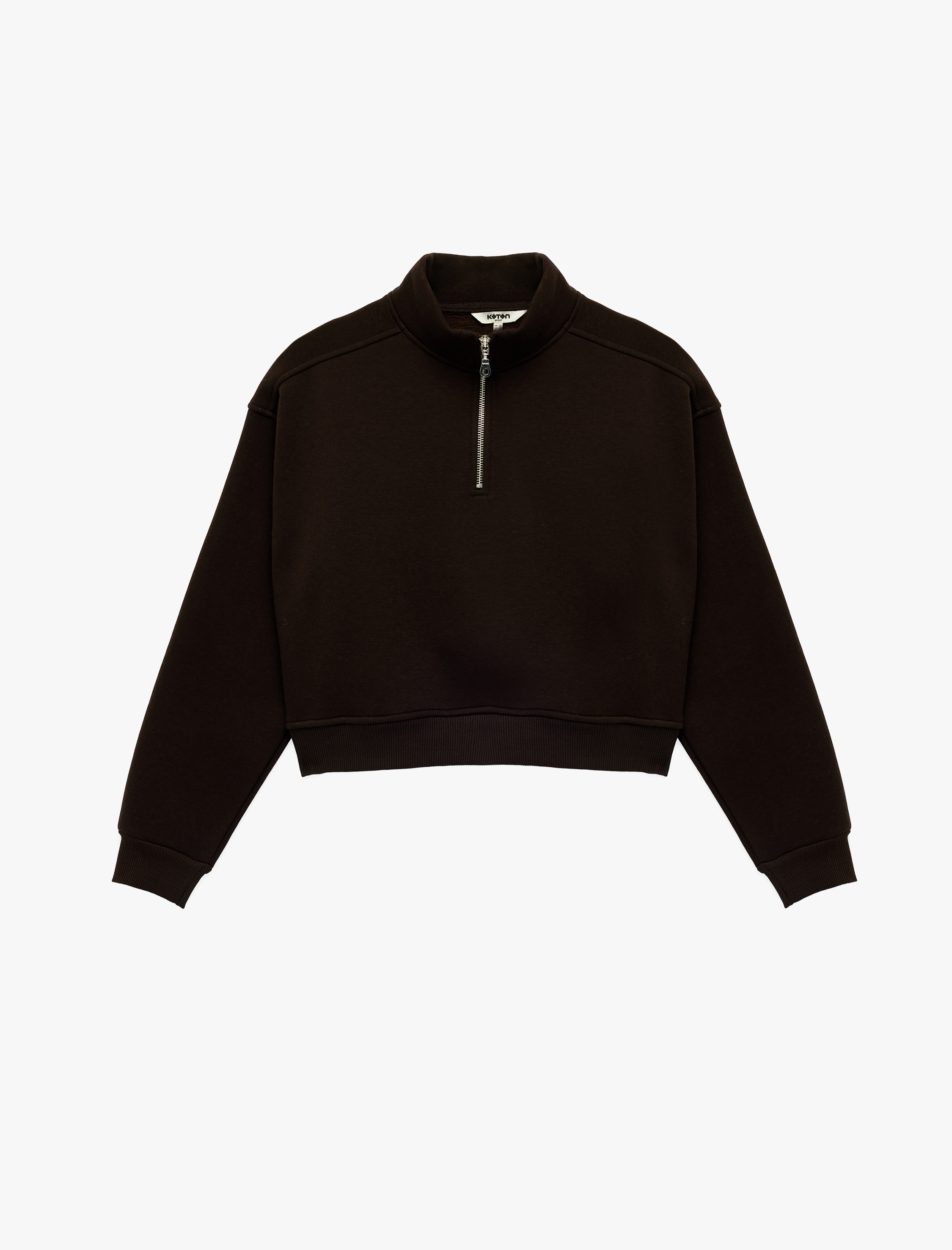   Polo Yaka Uzun Kollu Fermuarlı Oversize Spor Sweatshirt