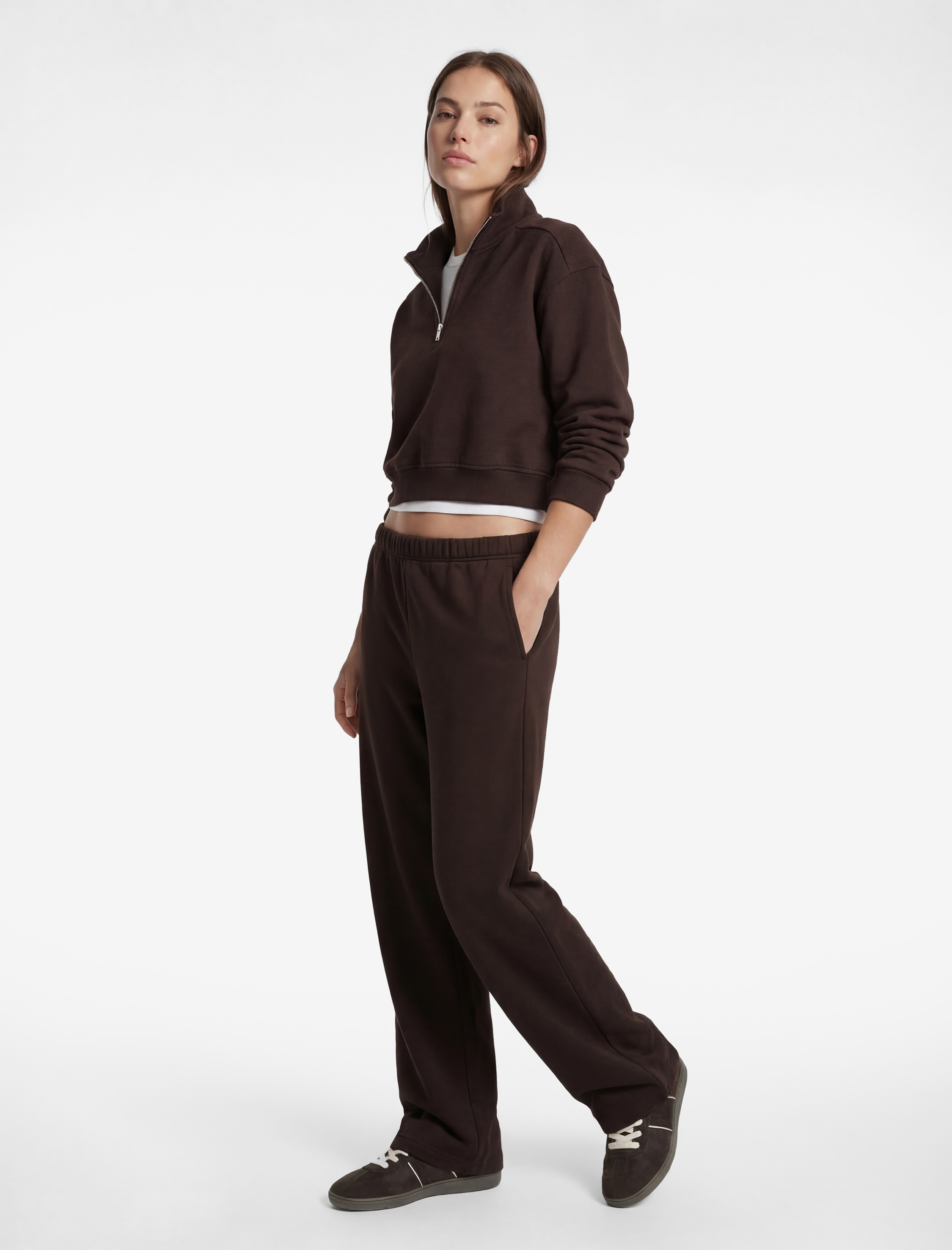   Polo Yaka Uzun Kollu Fermuarlı Oversize Spor Sweatshirt