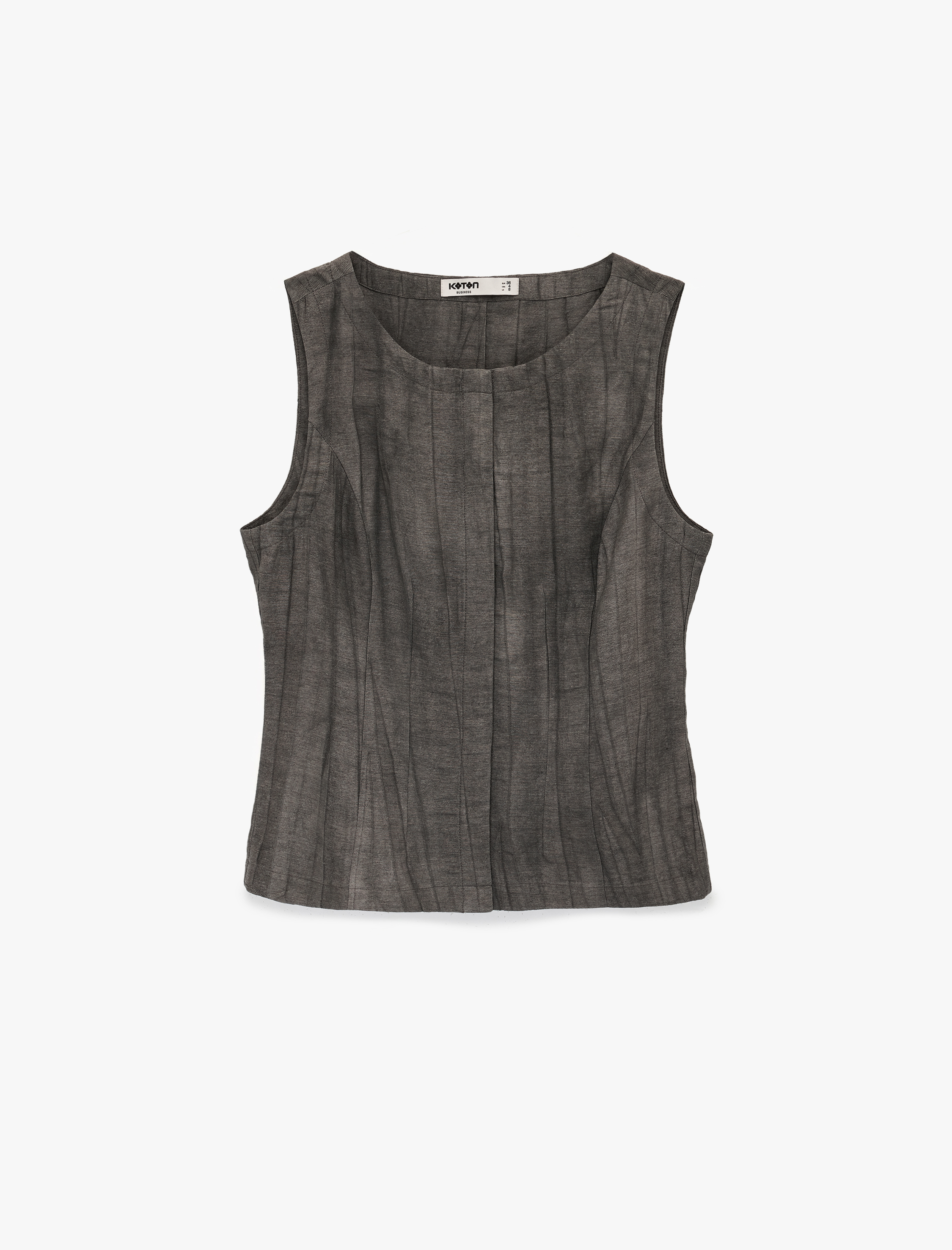   Kolsuz Bisiklet Yaka Keten Karışımlı Bluz