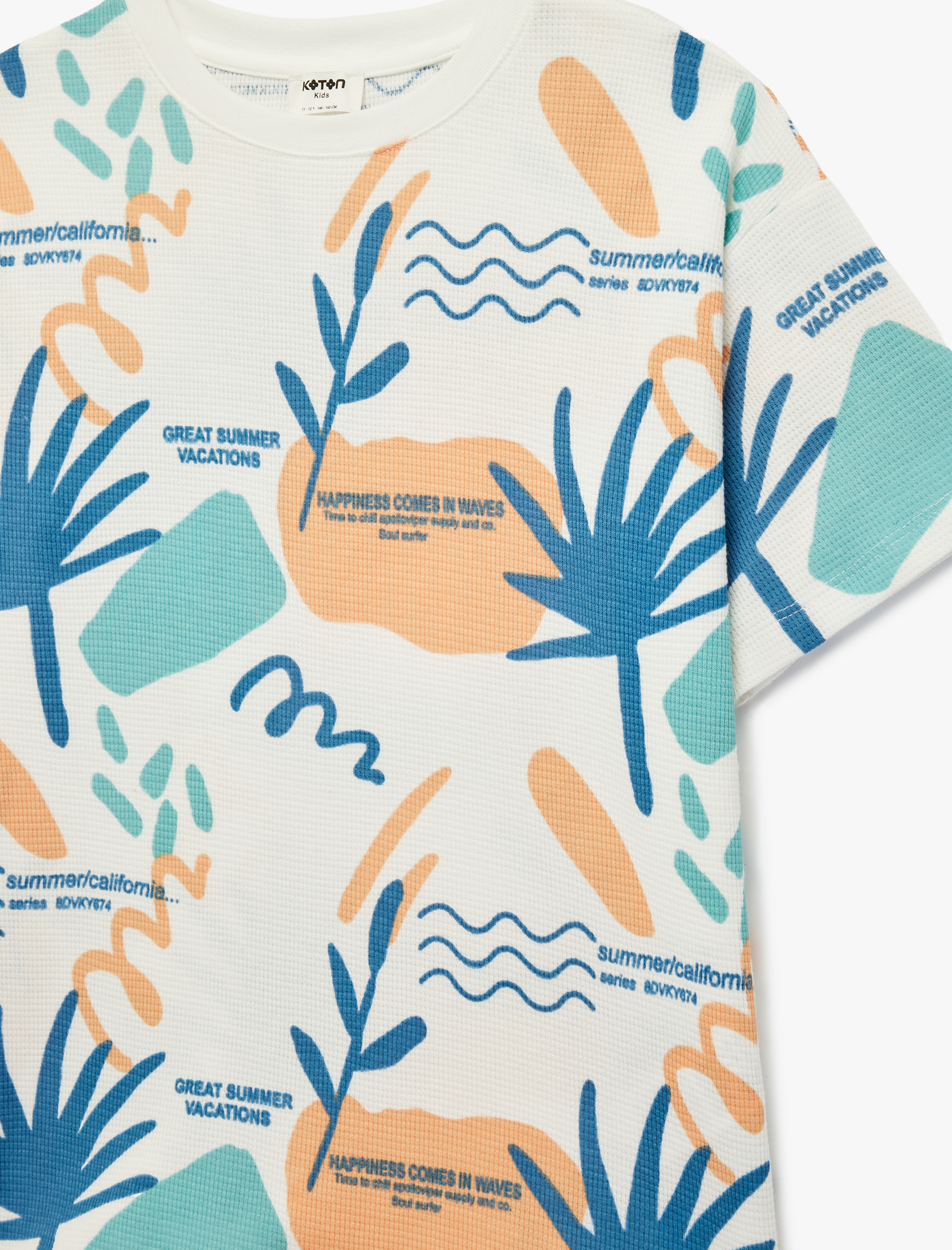  Erkek Çocuk Bisiklet Yaka Kısa Kollu Pamuklu Baskılı Oversize Tişört