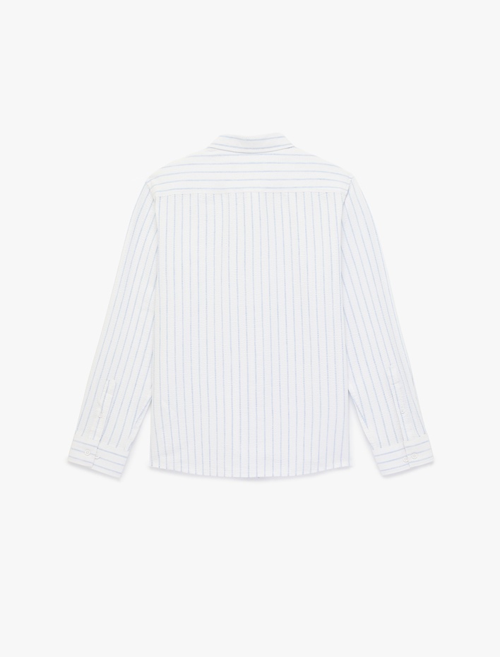  Regular Fit Düğmeli Gömlek Yaka Pamuklu Uzun Kollu Gömlek