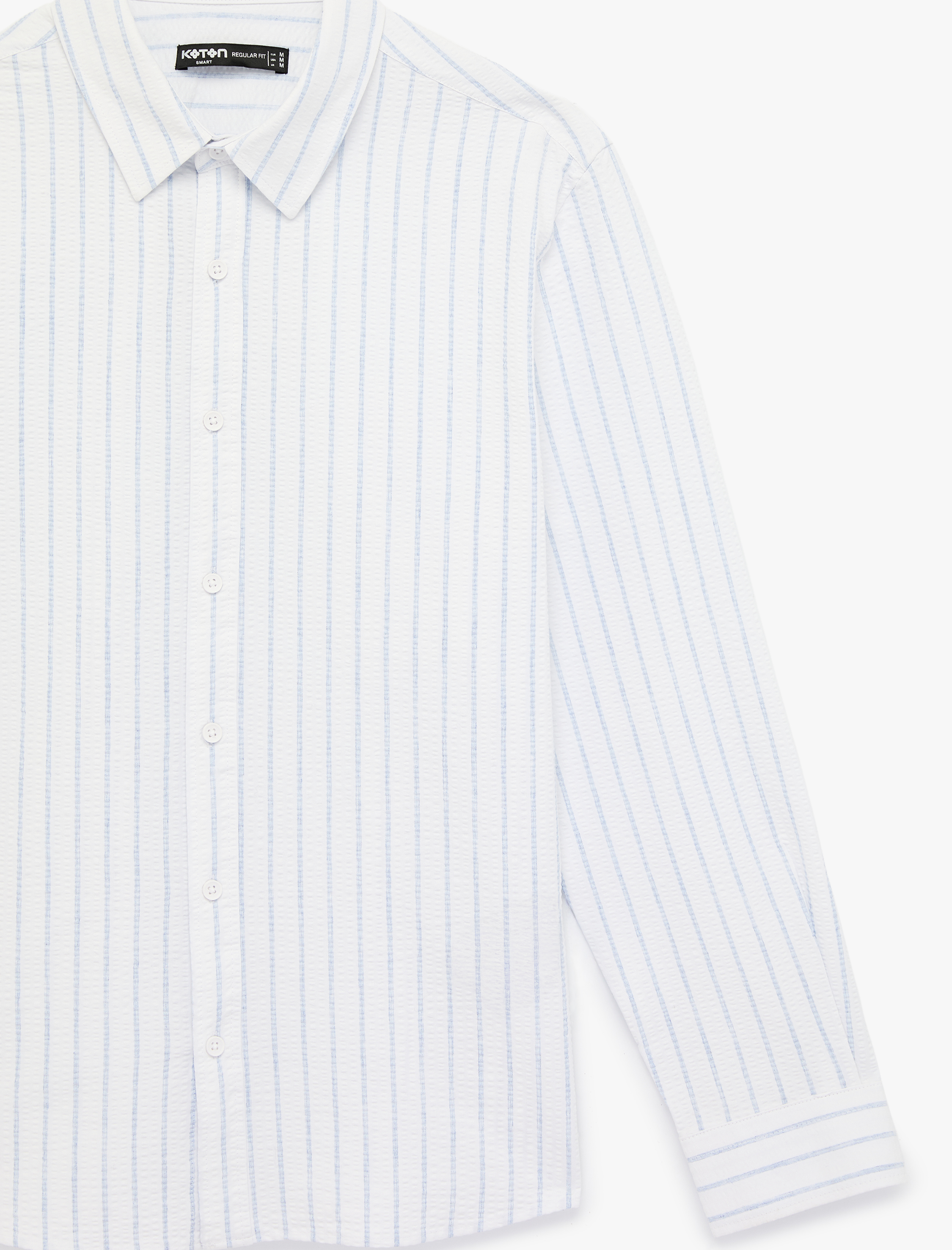   Regular Fit Düğmeli Gömlek Yaka Pamuklu Uzun Kollu Gömlek