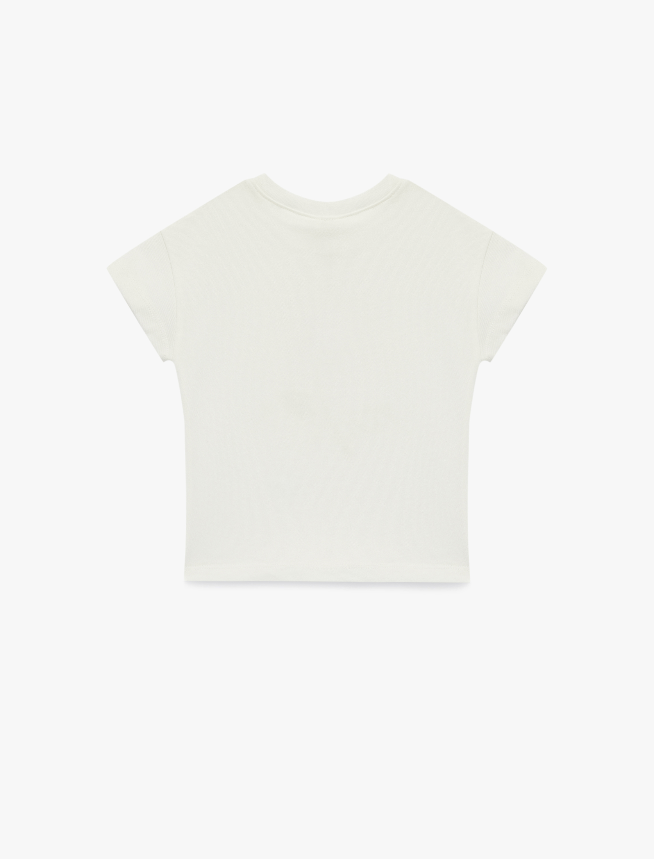  Kız Bebek Pamuklu Fiyonk Aplike Detaylı Kısa Kollu Bisiklet Yaka Tişört