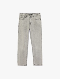 Normal Bel Pamuklu Vintage Straight Fit Jean Pantolon